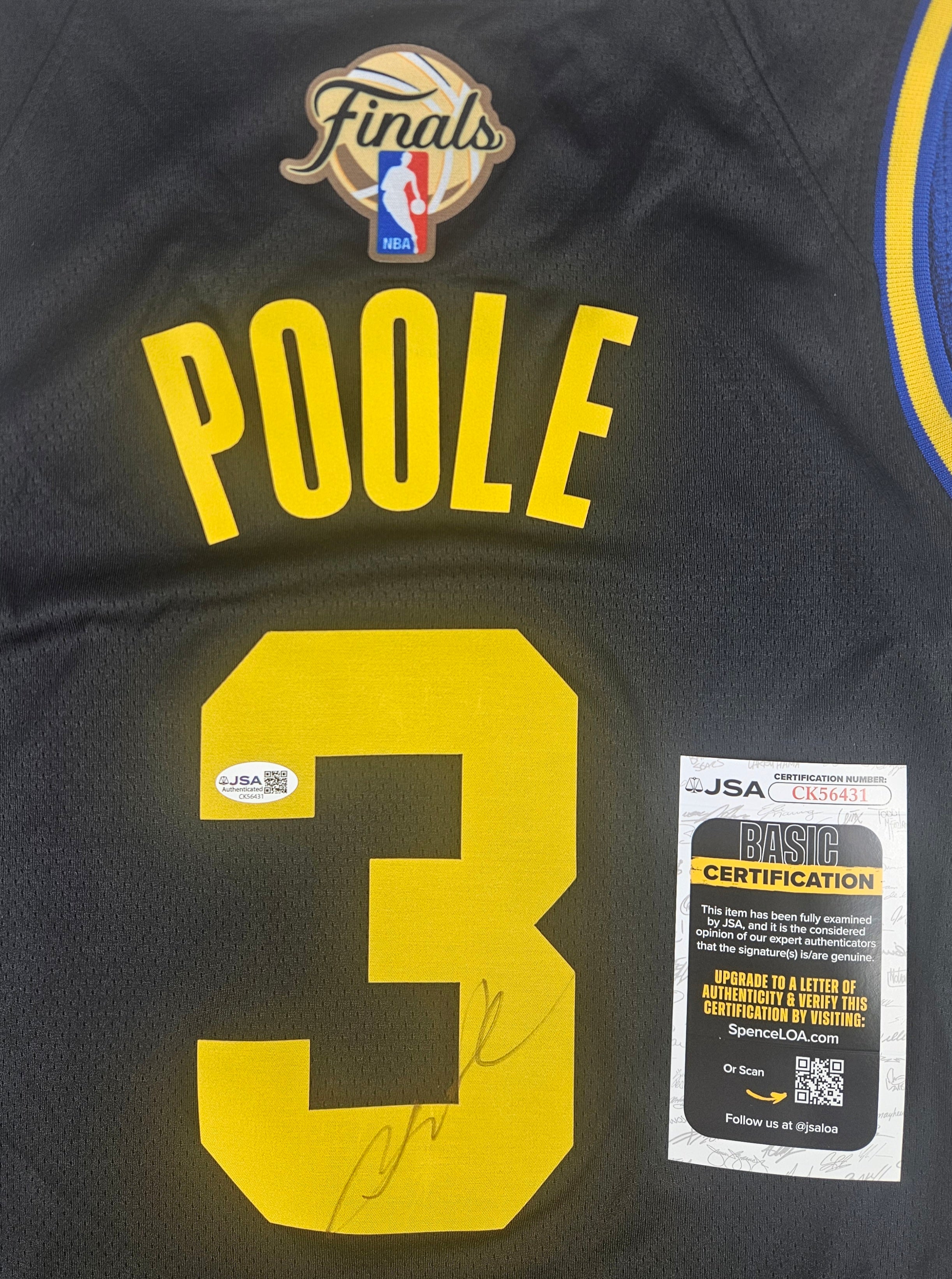 Jordan Poole Signed Autographed Golden State Warriors Jersey JSA COA