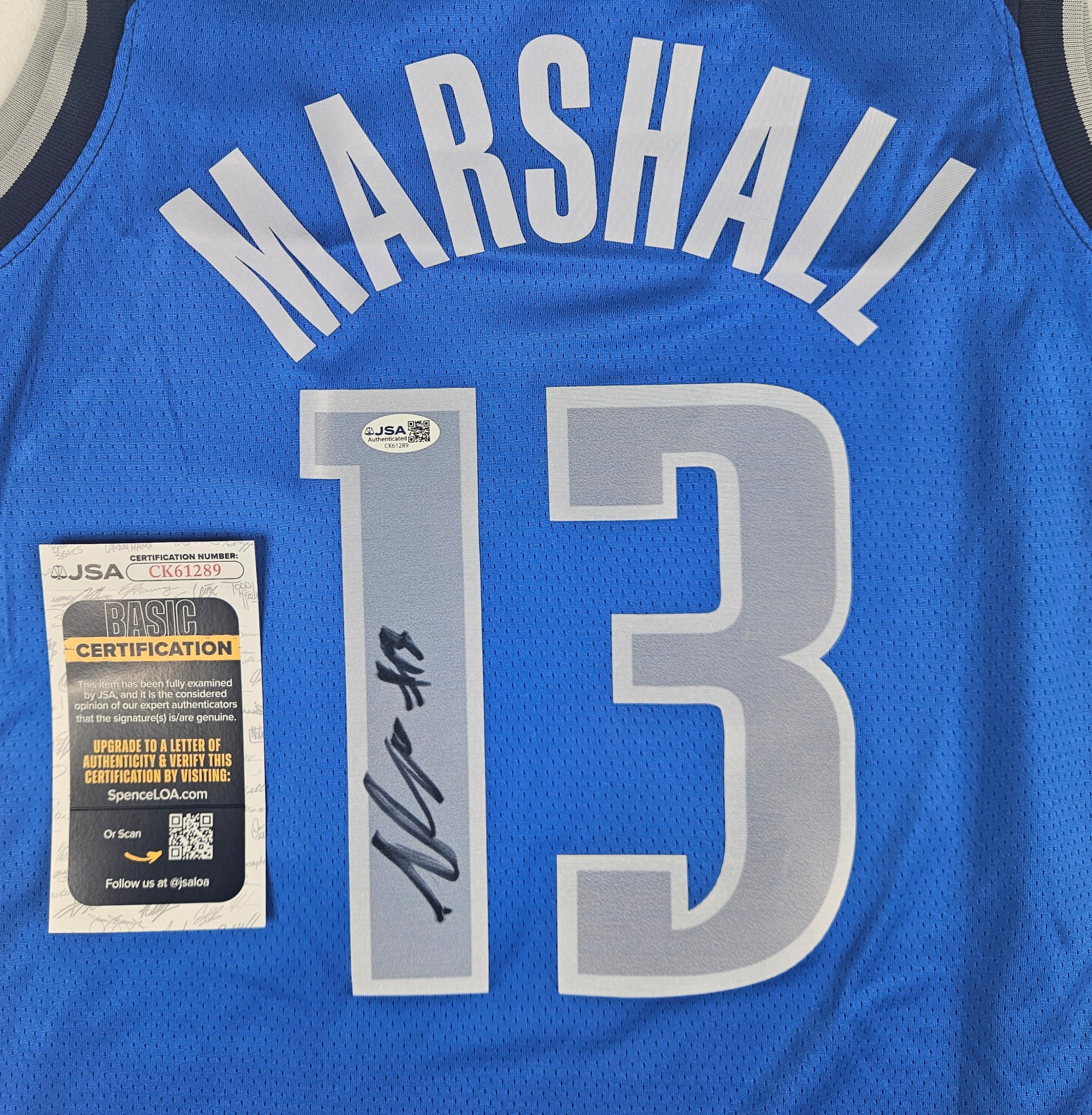 Naji Marshall Signed Dallas Mavericks Blue Jersey Autographed JSA COA
