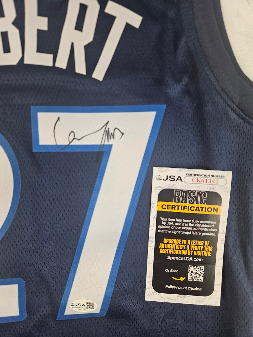 Rudy Gobert Signed Autographed Minnesota Timberwolves Jersey JSA COA