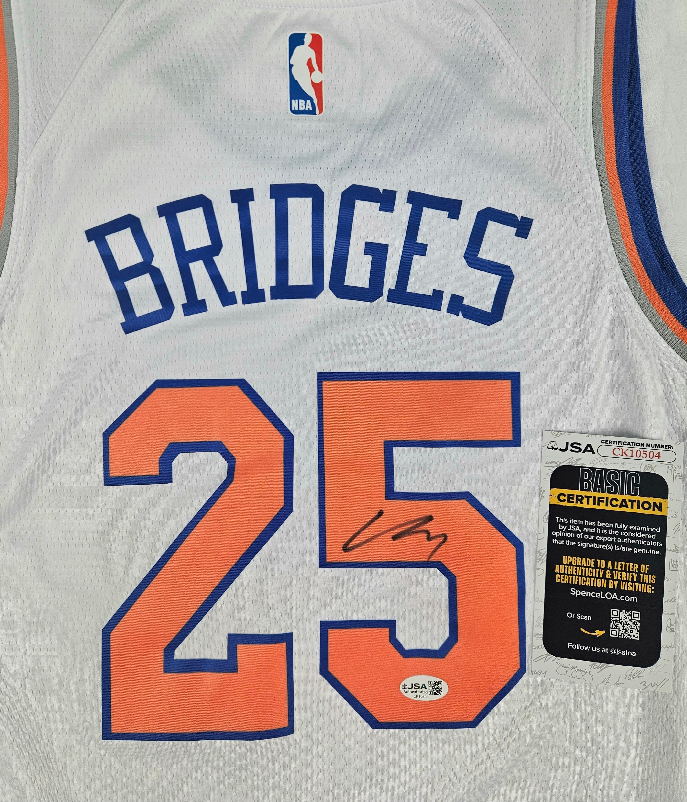 Mikal Bridges Signed Autographed Jersey New York Knicks JSA COA