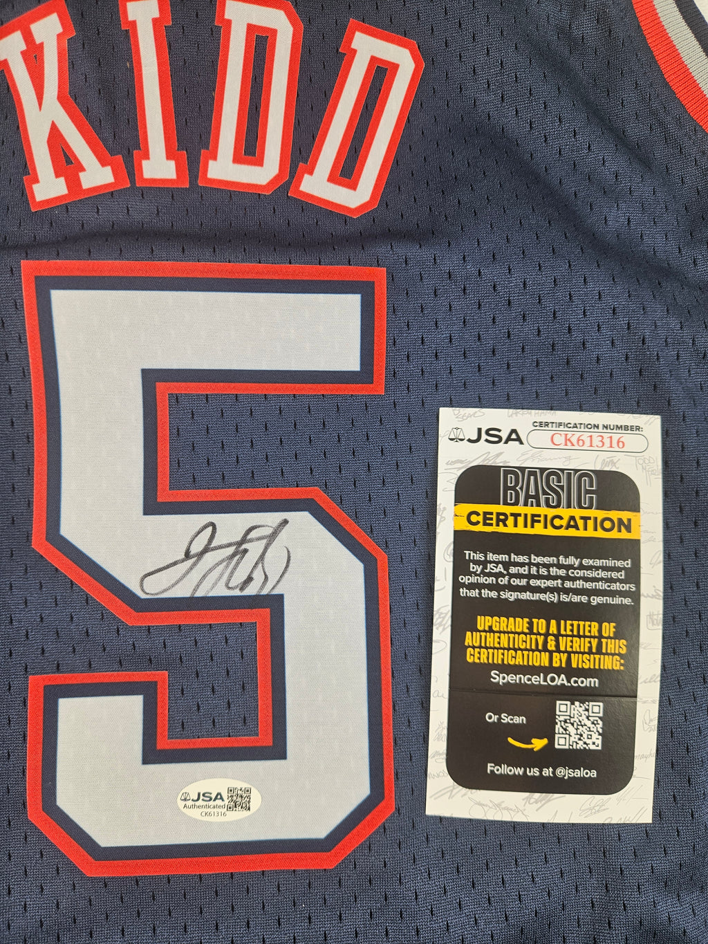 Jason Kidd Signed Autographed New Jersey Nets Jersey JSA COA
