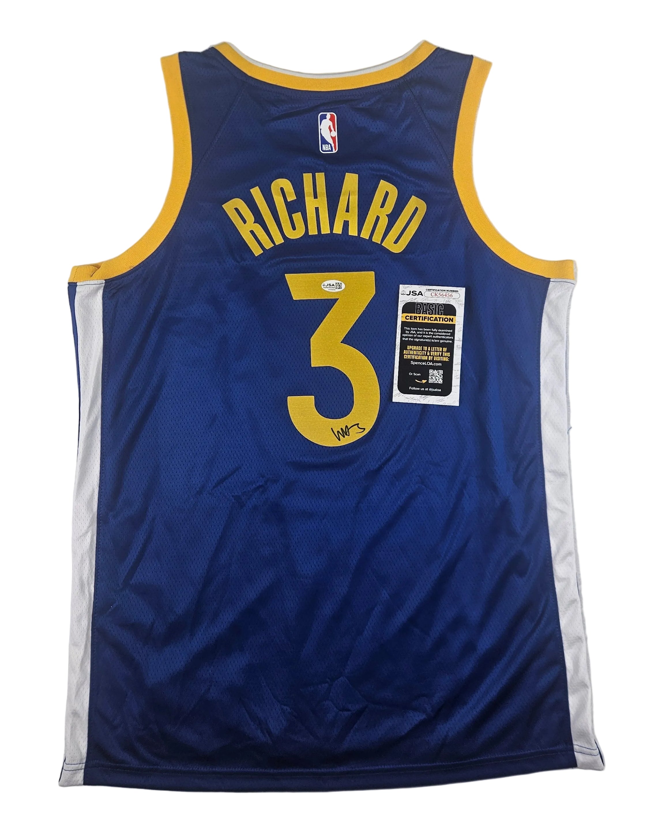 Will Richard Signed Autographed Golden State Warriors Blue Jersey JSA COA