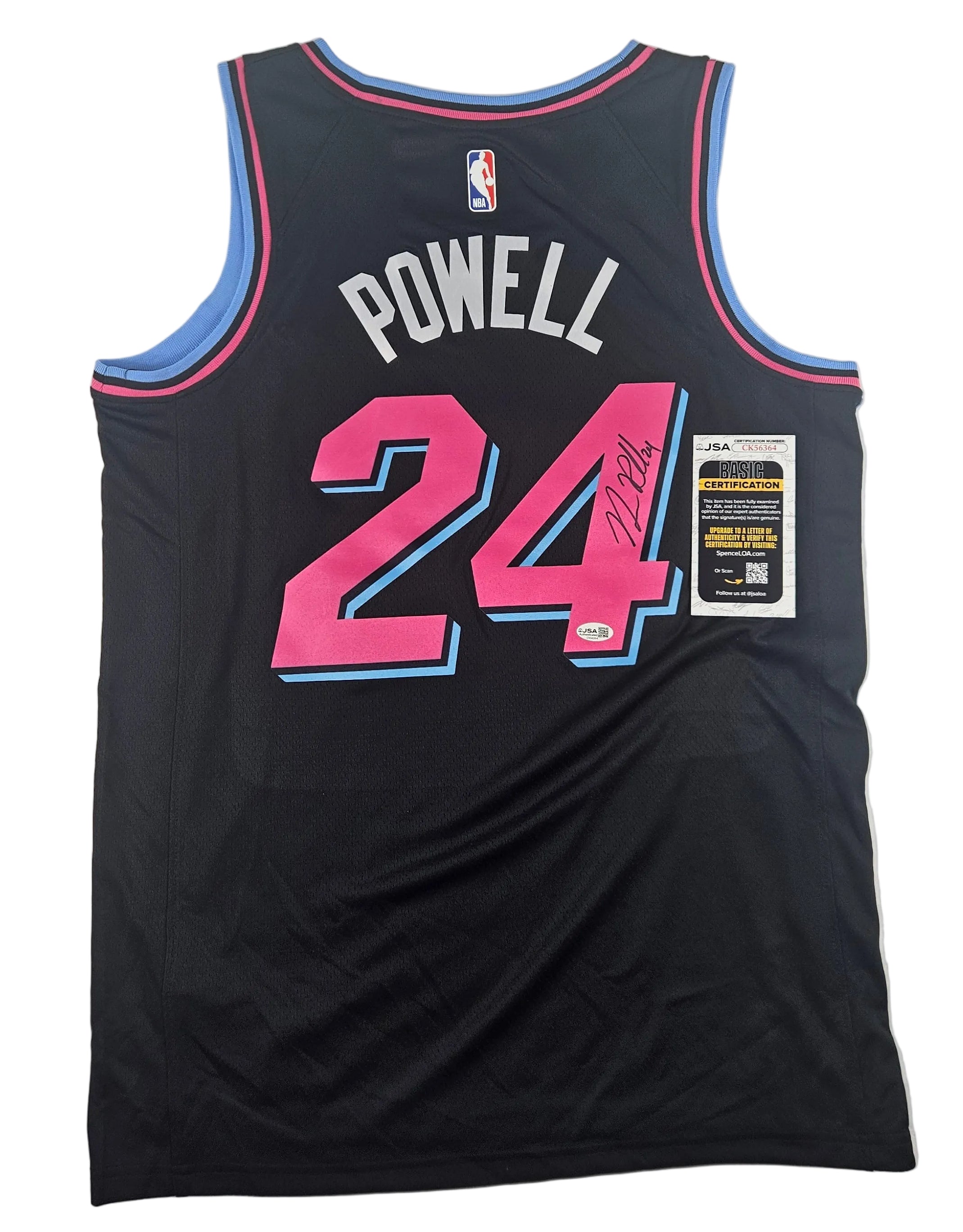 Norman Powell Signed Autographed Miami Heat Black Jersey JSA COA