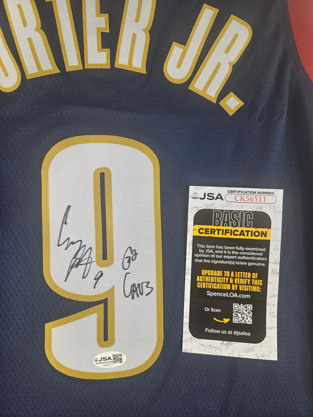Craig Porter Jr. Signed Autographed Cleveland Cavaliers Blue Jersey JSA COA