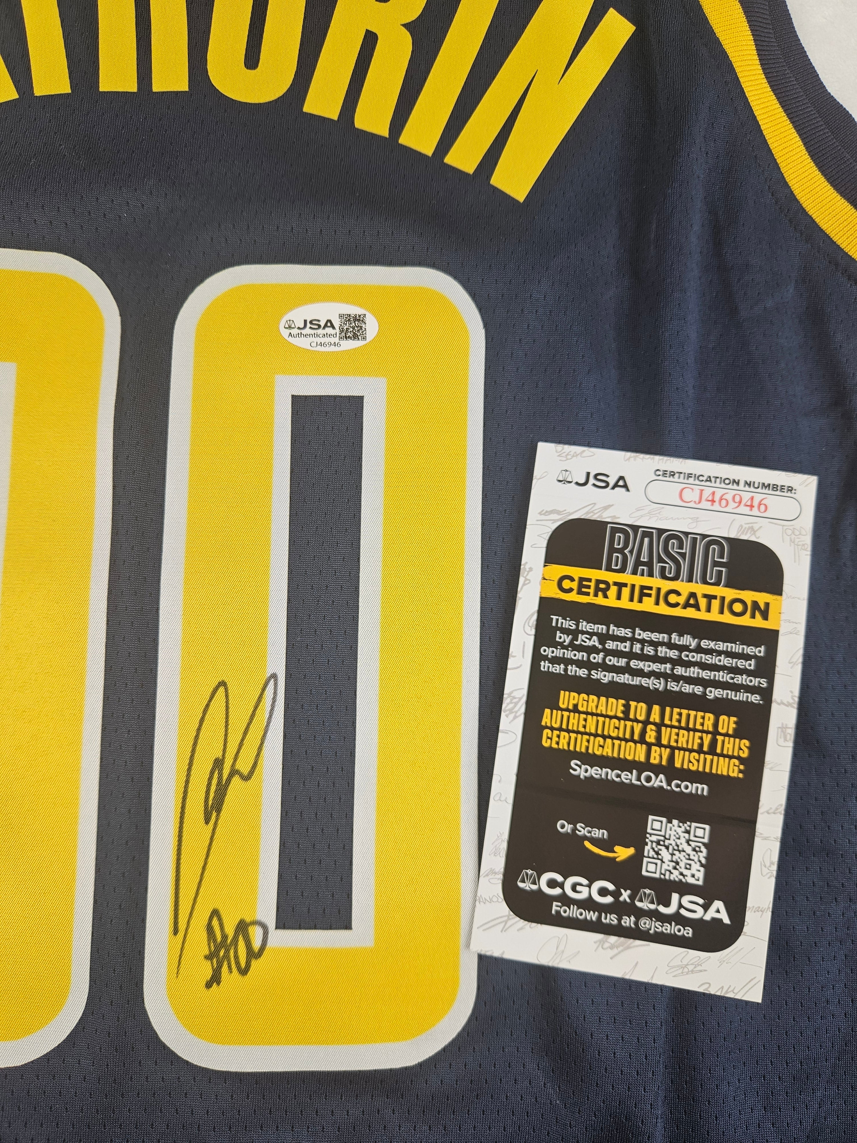 Bennedict Mathurin Signed Autographed Indiana Pacers Jersey JSA COA