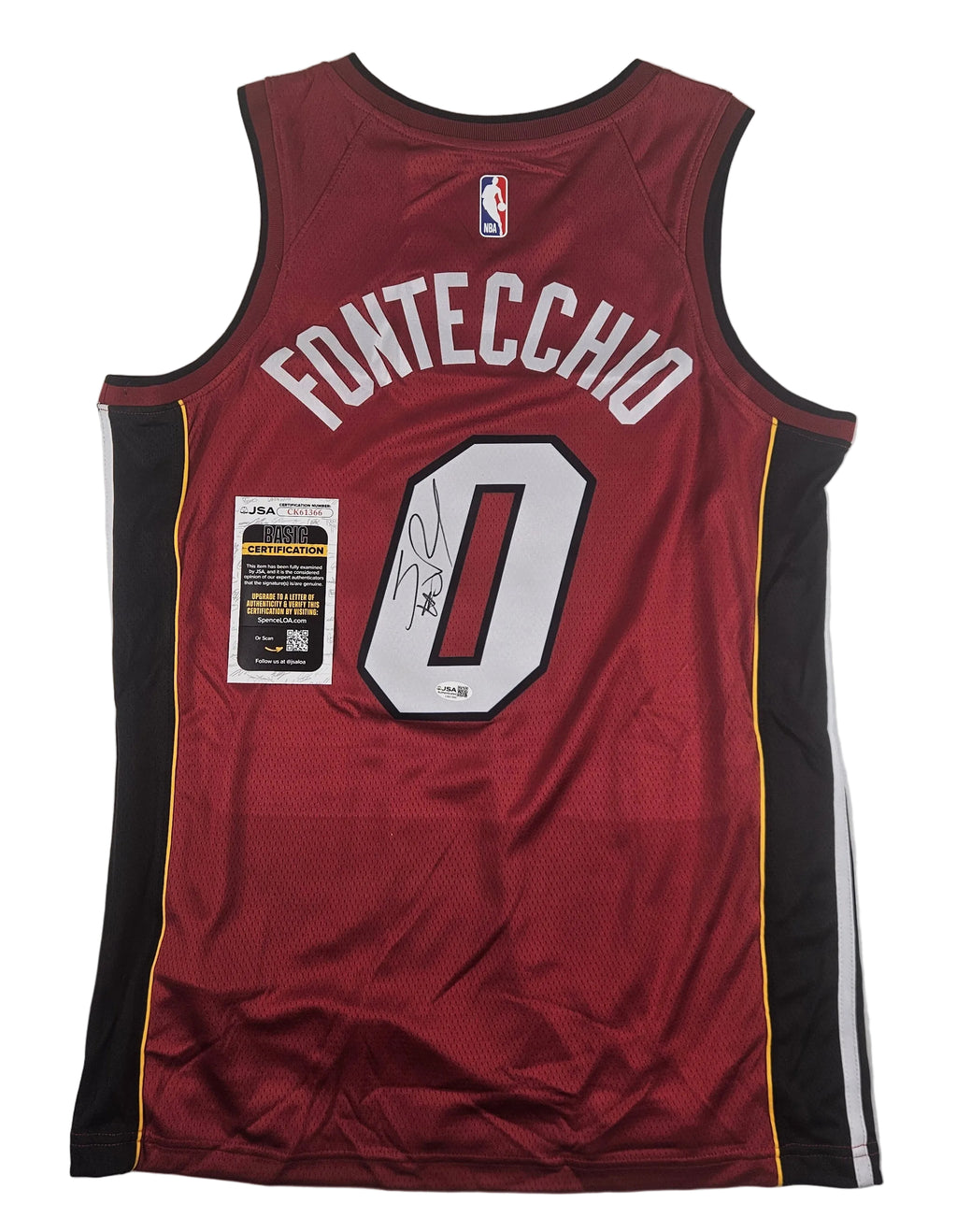 Simone Fontecchio Signed Autographed Miami Heat Red Jersey JSA COA