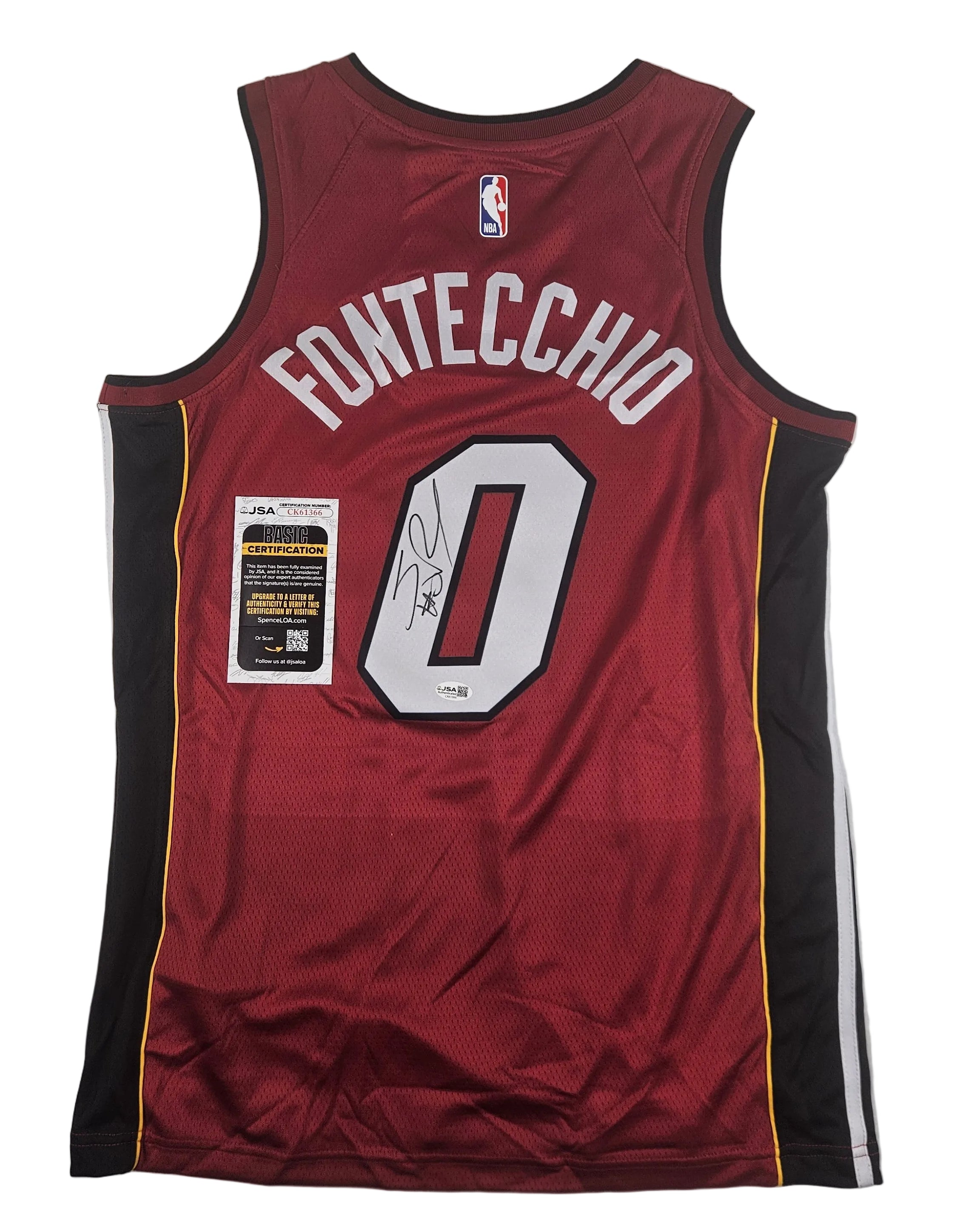 Simone Fontecchio Signed Autographed Miami Heat Red Jersey JSA COA