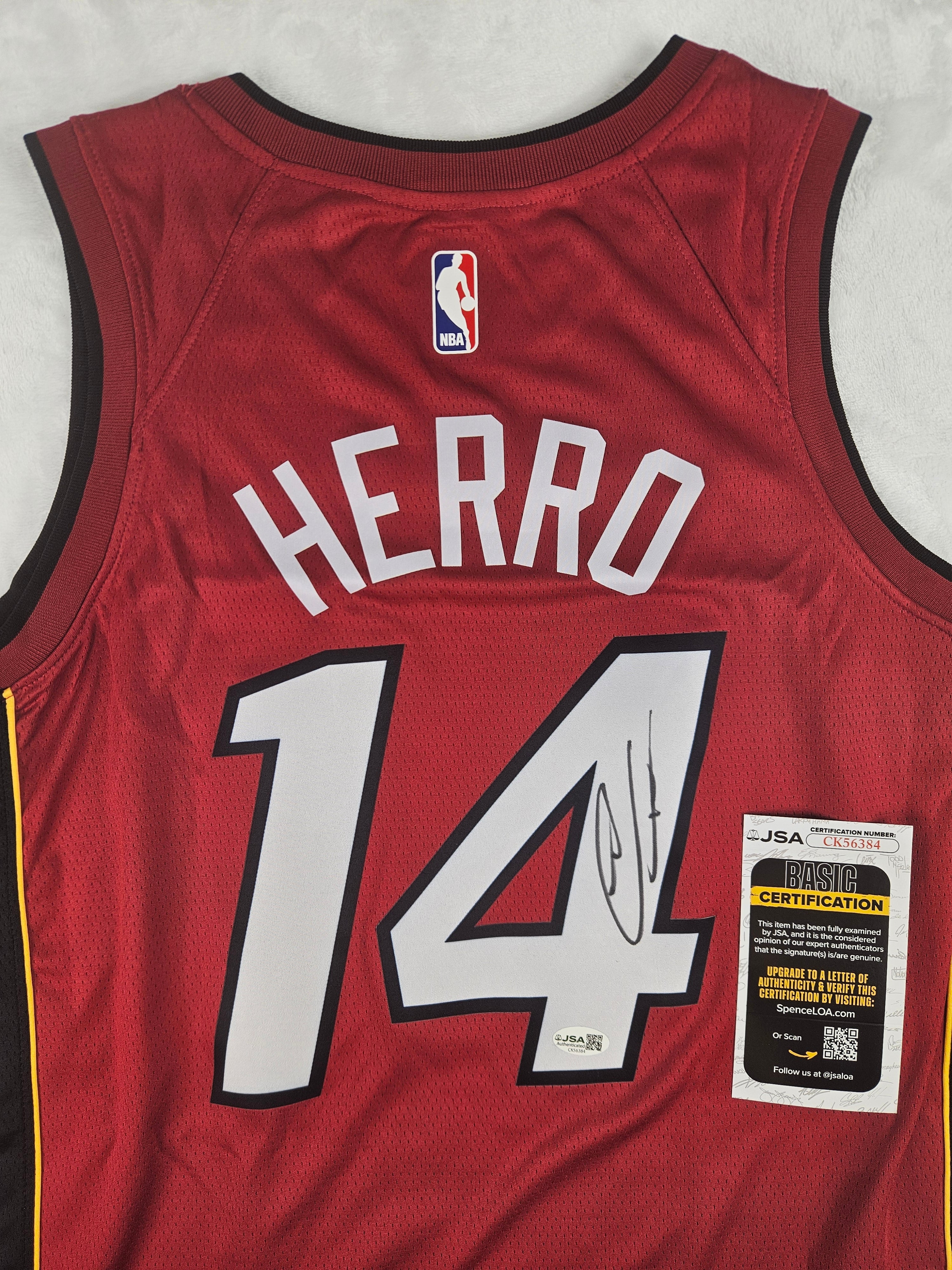 Tyler Herro Signed Autographed Miami Heat Red Jersey JSA COA