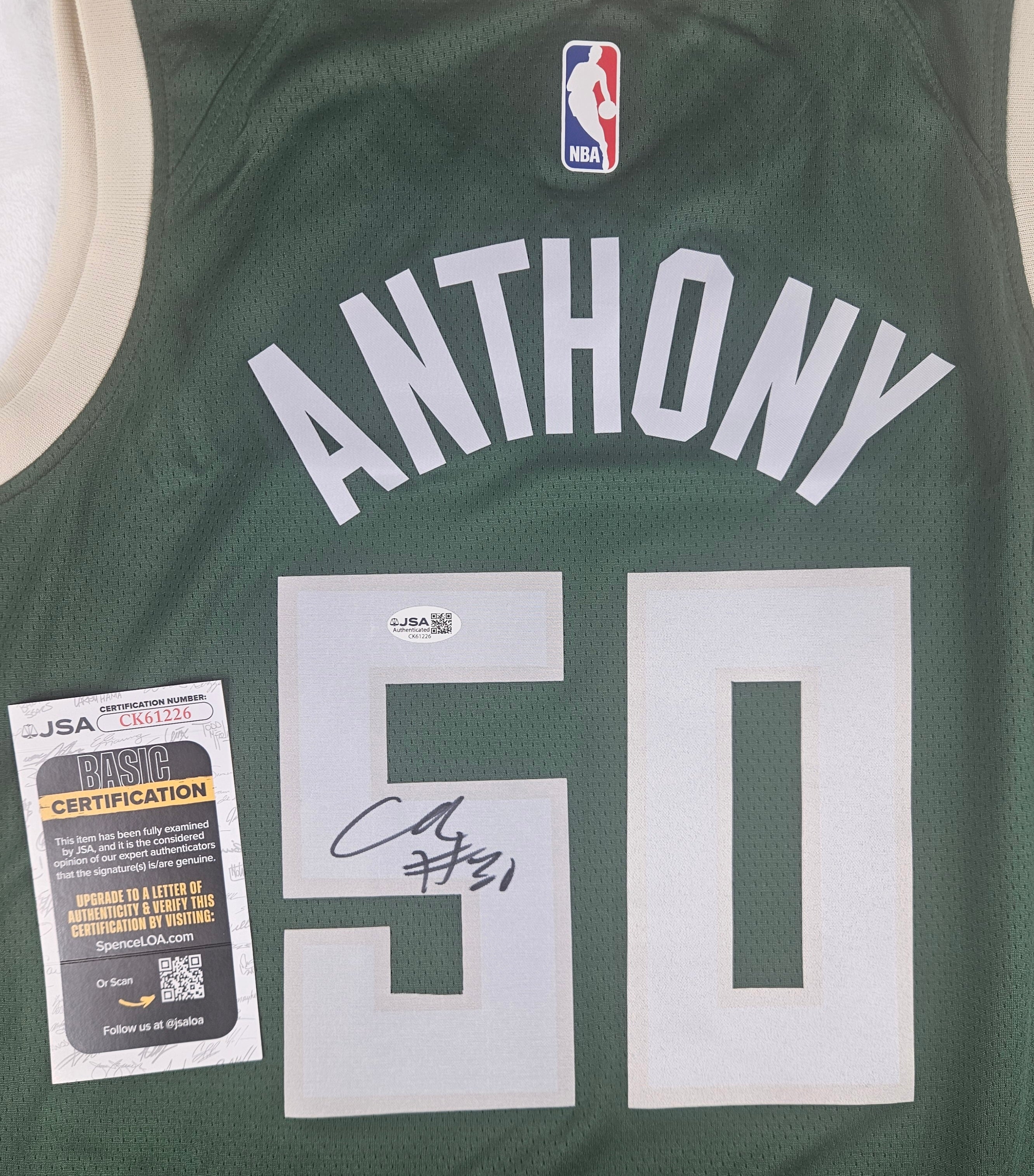 Cole Anthony Signed Autographed Milwaukee Bucks Jersey JSA COA