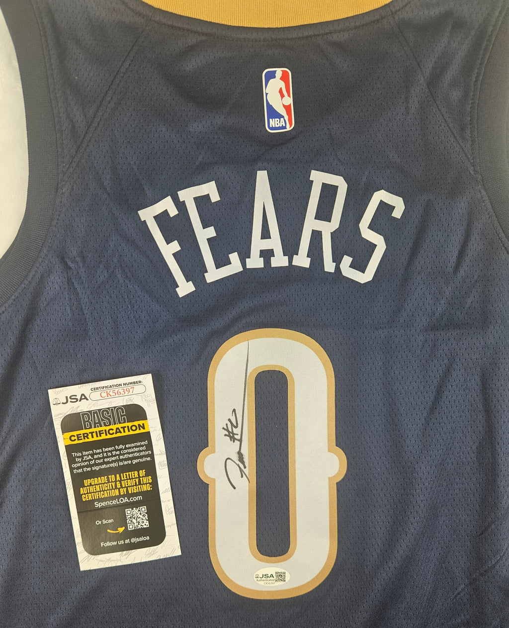 Jeremiah Fears Signed Autographed New Orleans Pelicans Jersey JSA COA