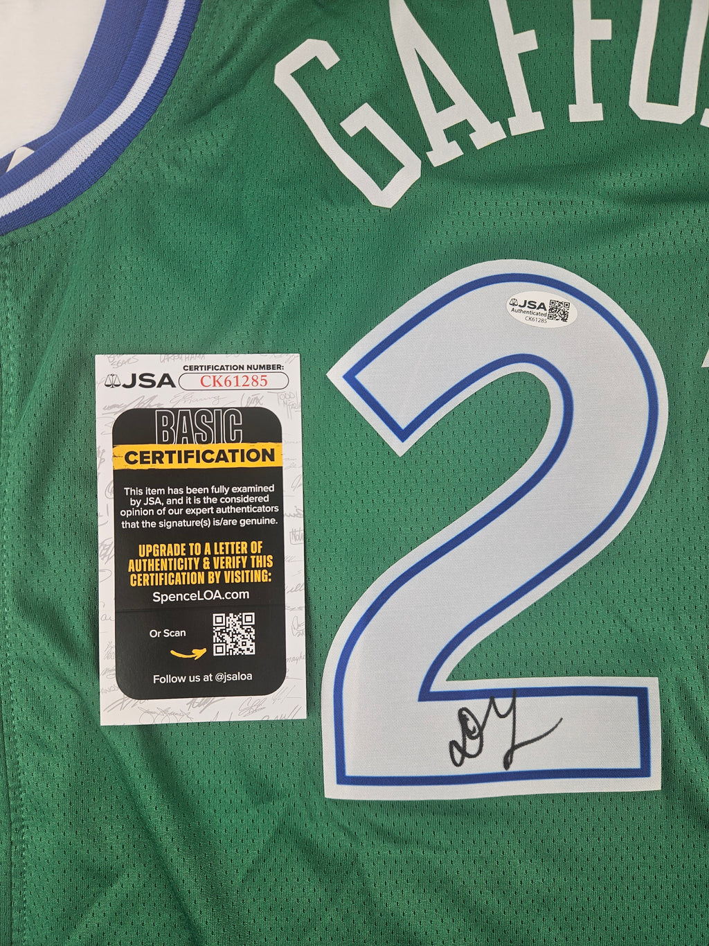Daniel Gafford Signed Dallas Mavericks Green Jersey Autographed JSA