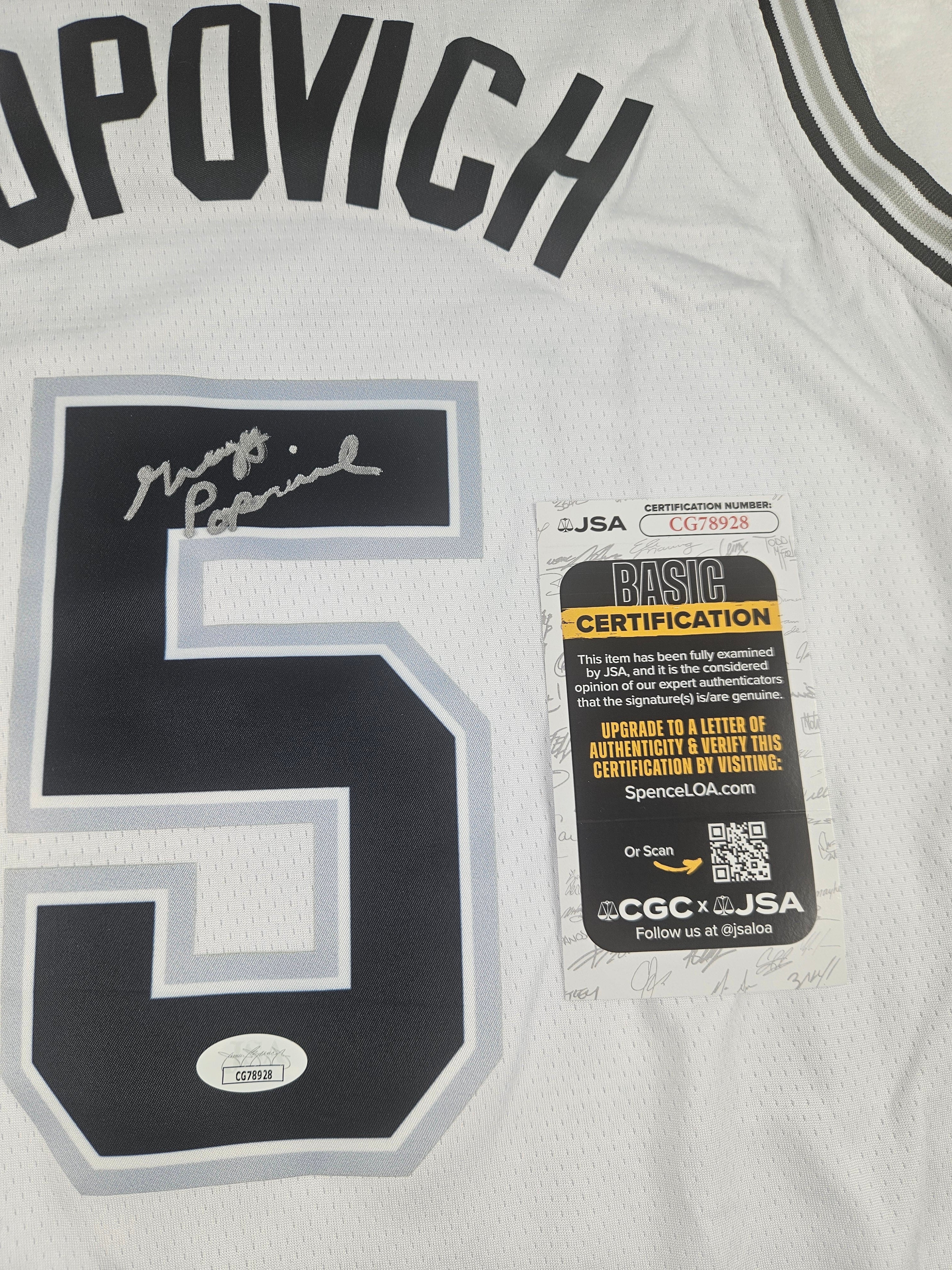 Gregg Popovich Signed Autographed San Antonio Spurs Jersey JSA COA