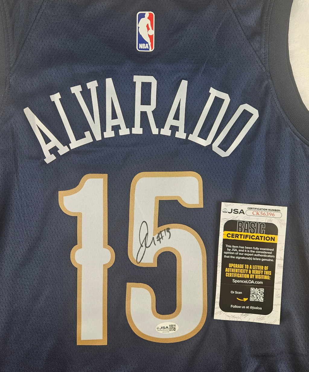 Jose Alvarado Signed Autographed New Orleans Pelicans Jersey JSA COA