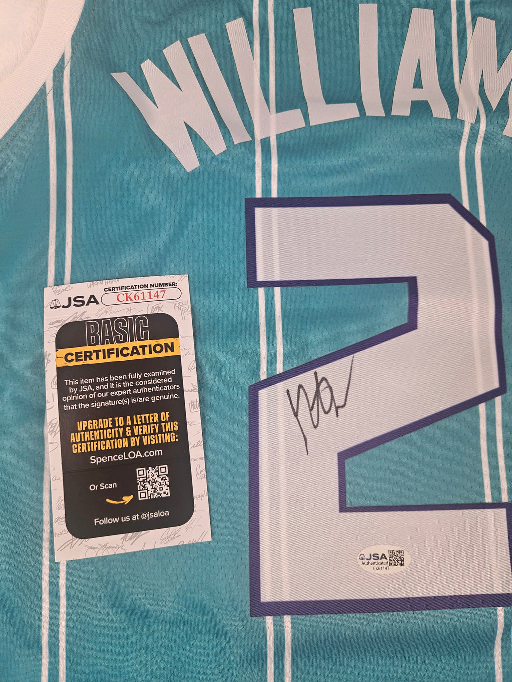 Grant Williams Signed Autographed Charlotte Hornets Teal Jersey JSA COA