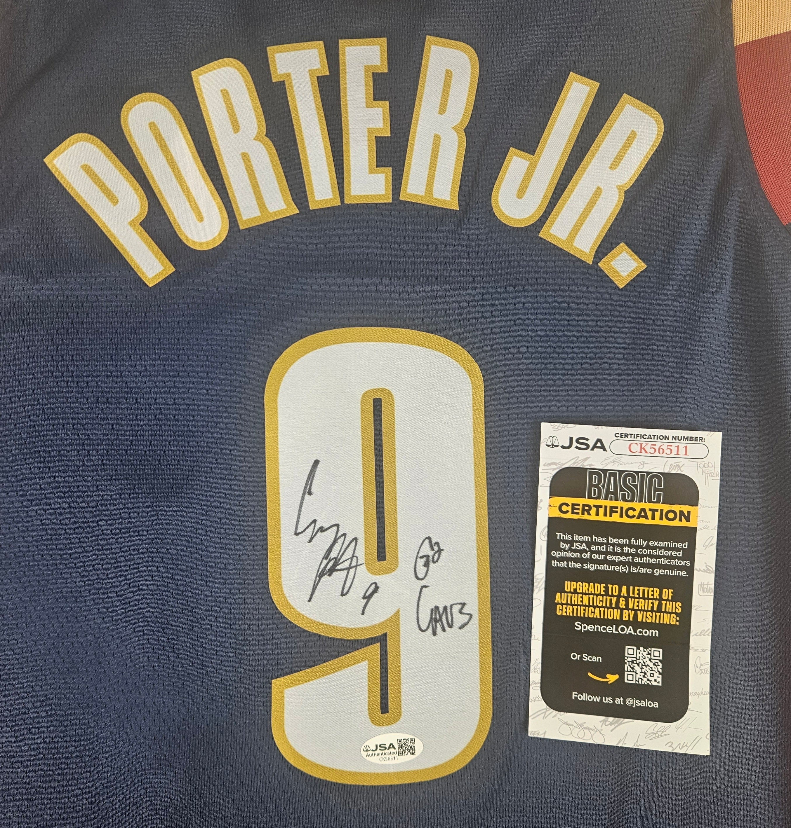 Craig Porter Jr. Signed Autographed Cleveland Cavaliers Blue Jersey JSA COA