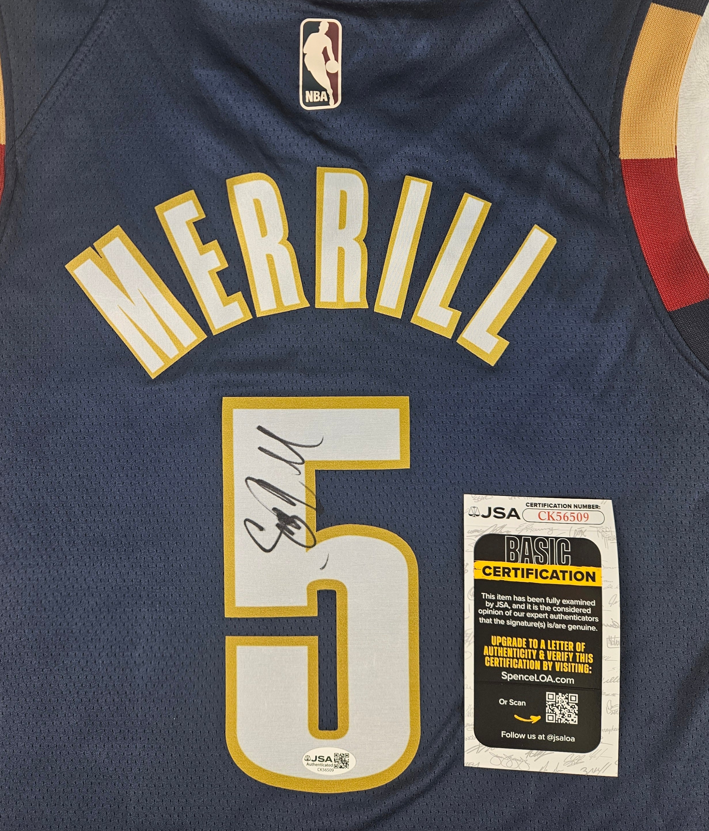Sam Merrill Signed Autographed Cleveland Cavaliers Jersey JSA COA