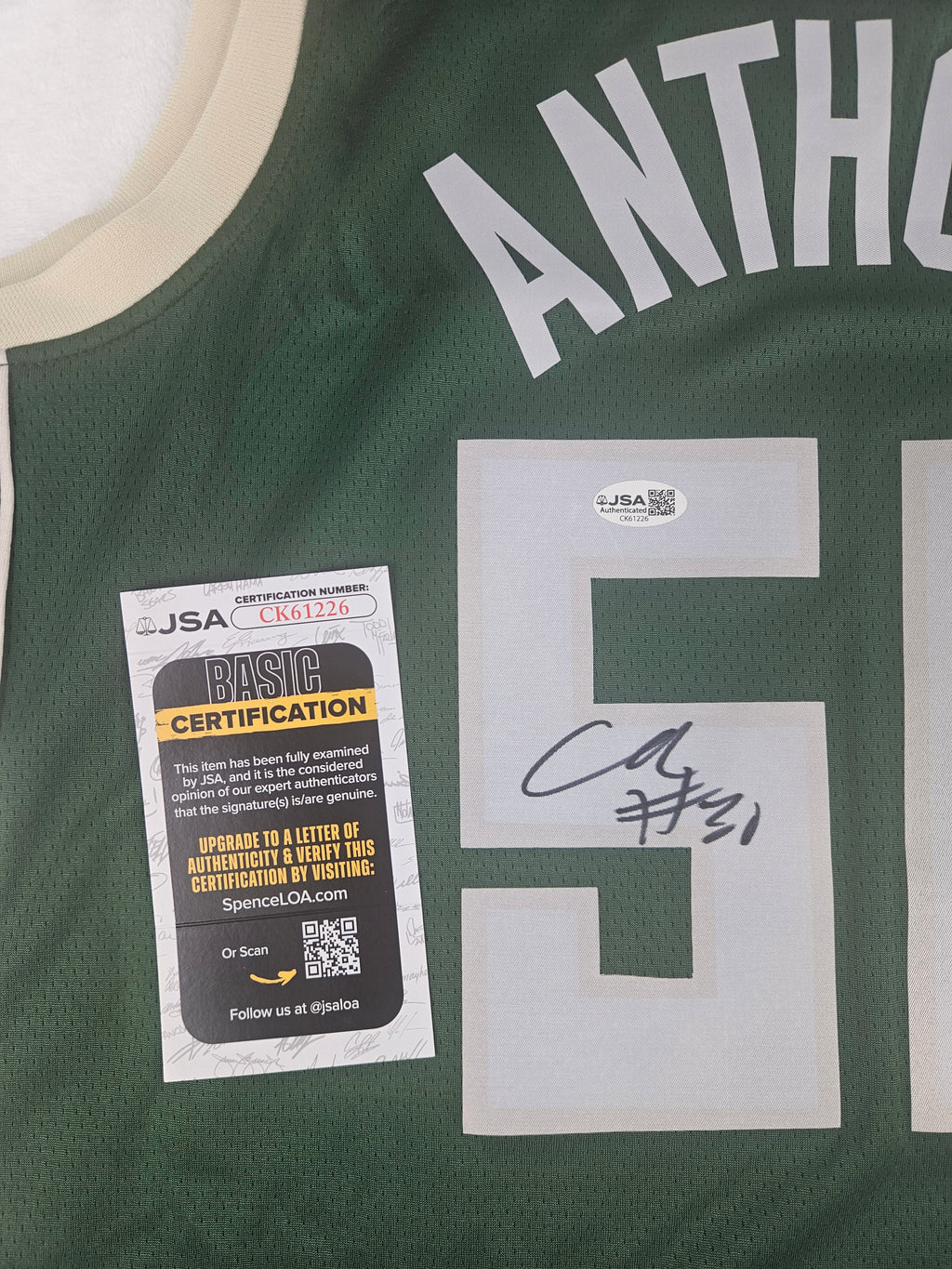 Cole Anthony Signed Autographed Milwaukee Bucks Jersey JSA COA