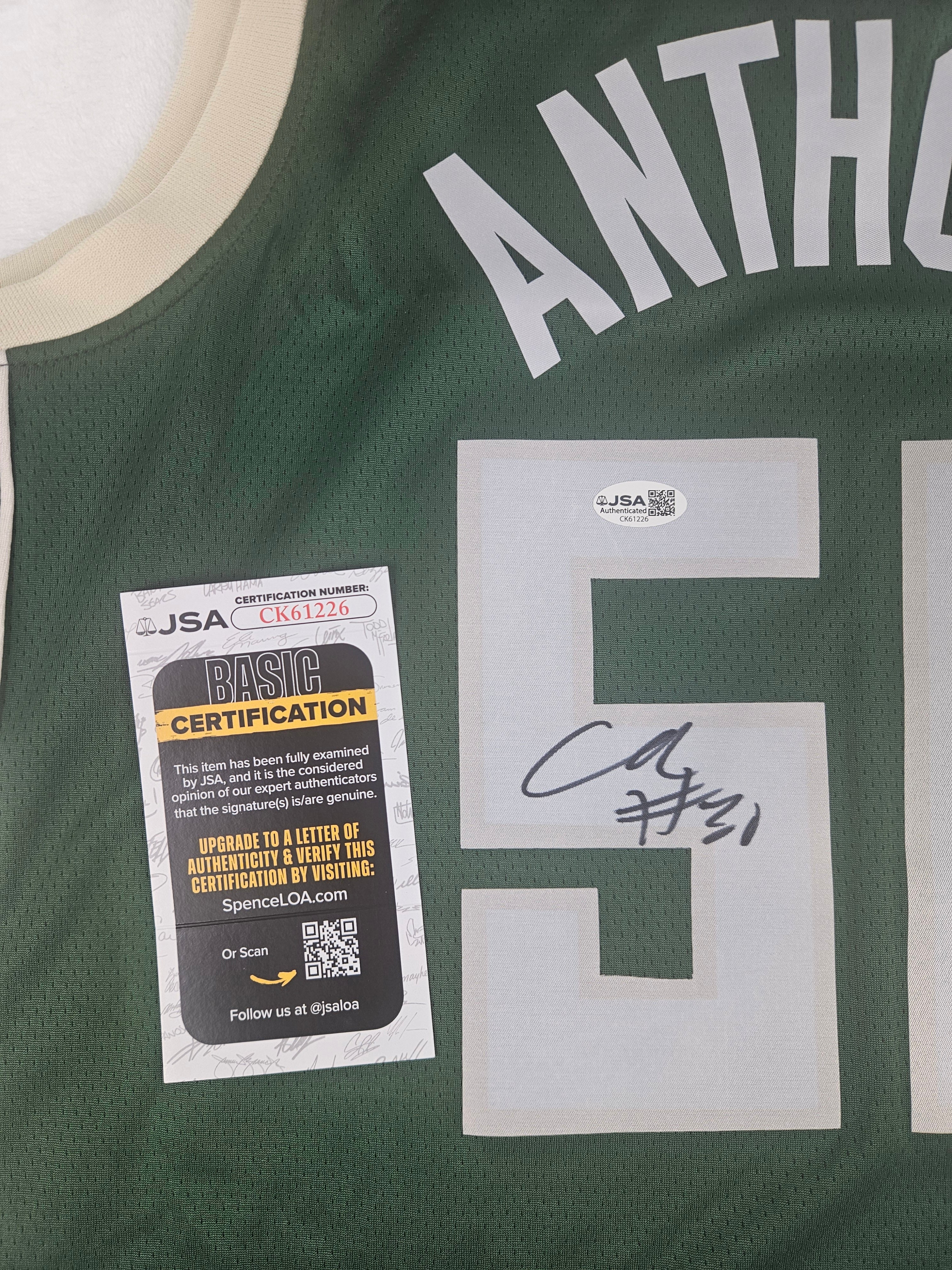 Cole Anthony Signed Autographed Milwaukee Bucks Jersey JSA COA