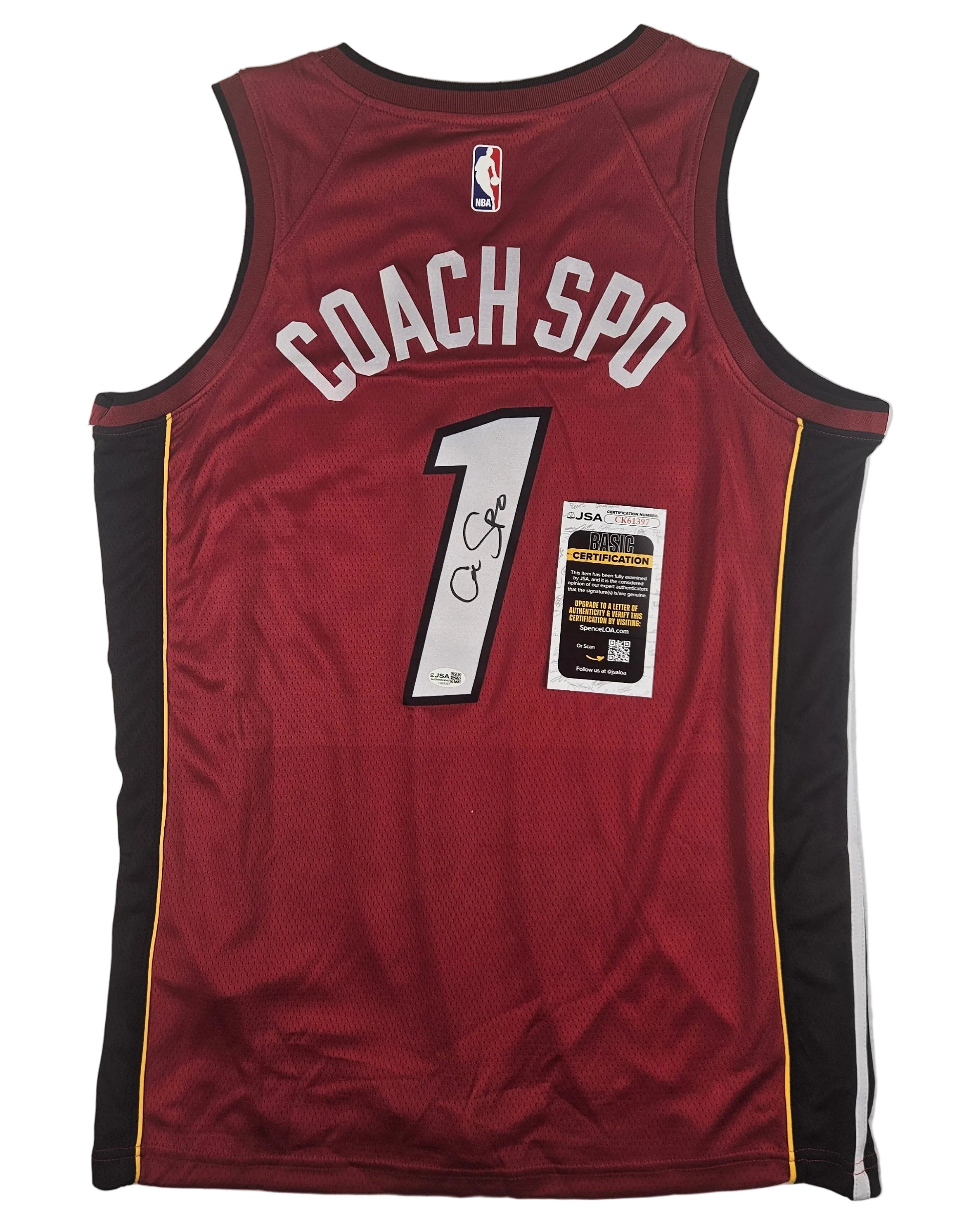 Erik Spoelstra Signed Autographed Miami Heat Coach Spo Jersey JSA COA