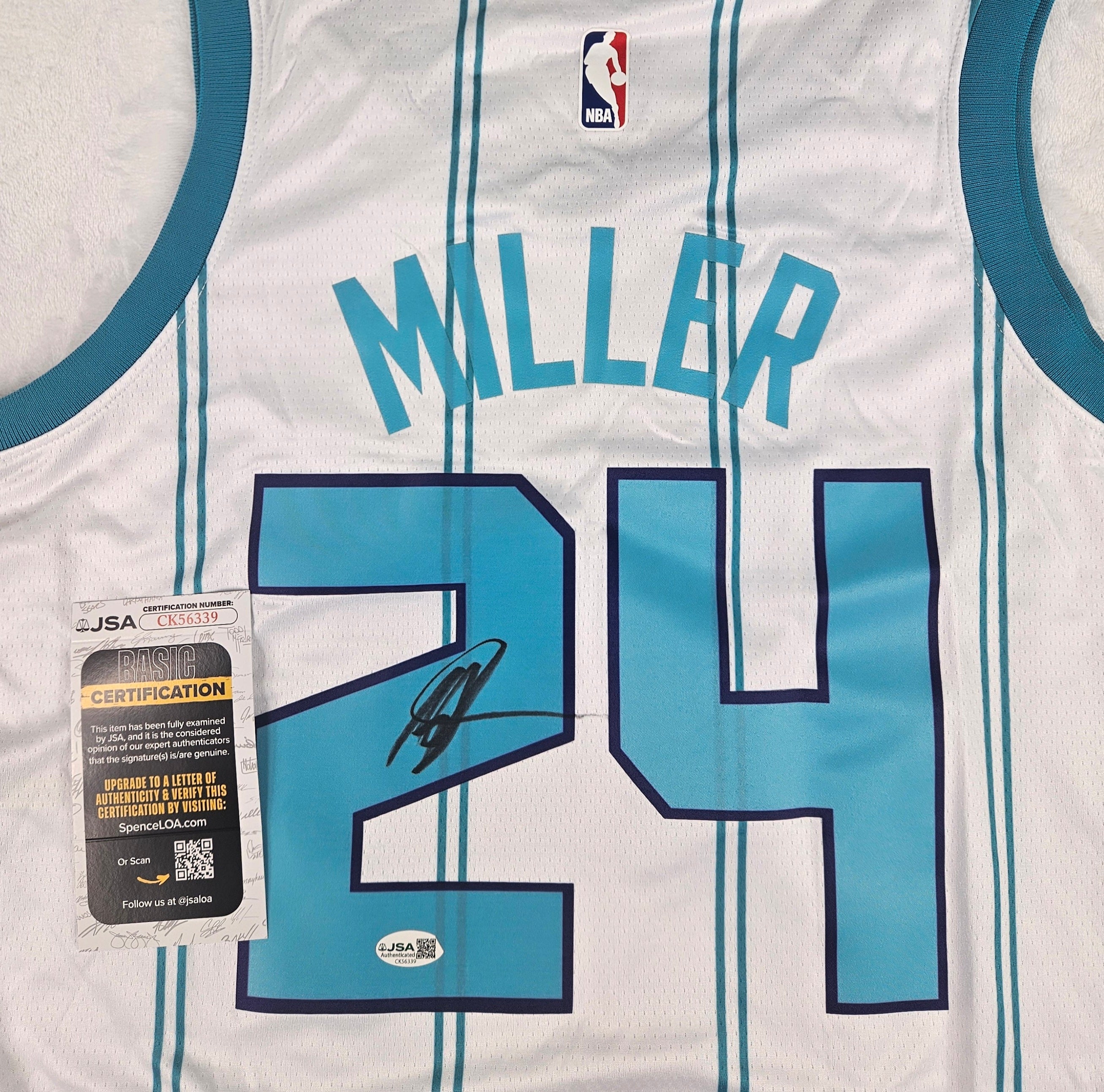 Brandon Miller Signed Autographed Charlotte Hornets Jersey JSA COA