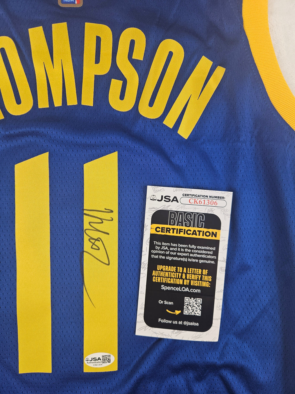 Klay Thompson Signed Autographed Golden State Warriors Blue Jersey JSA COA
