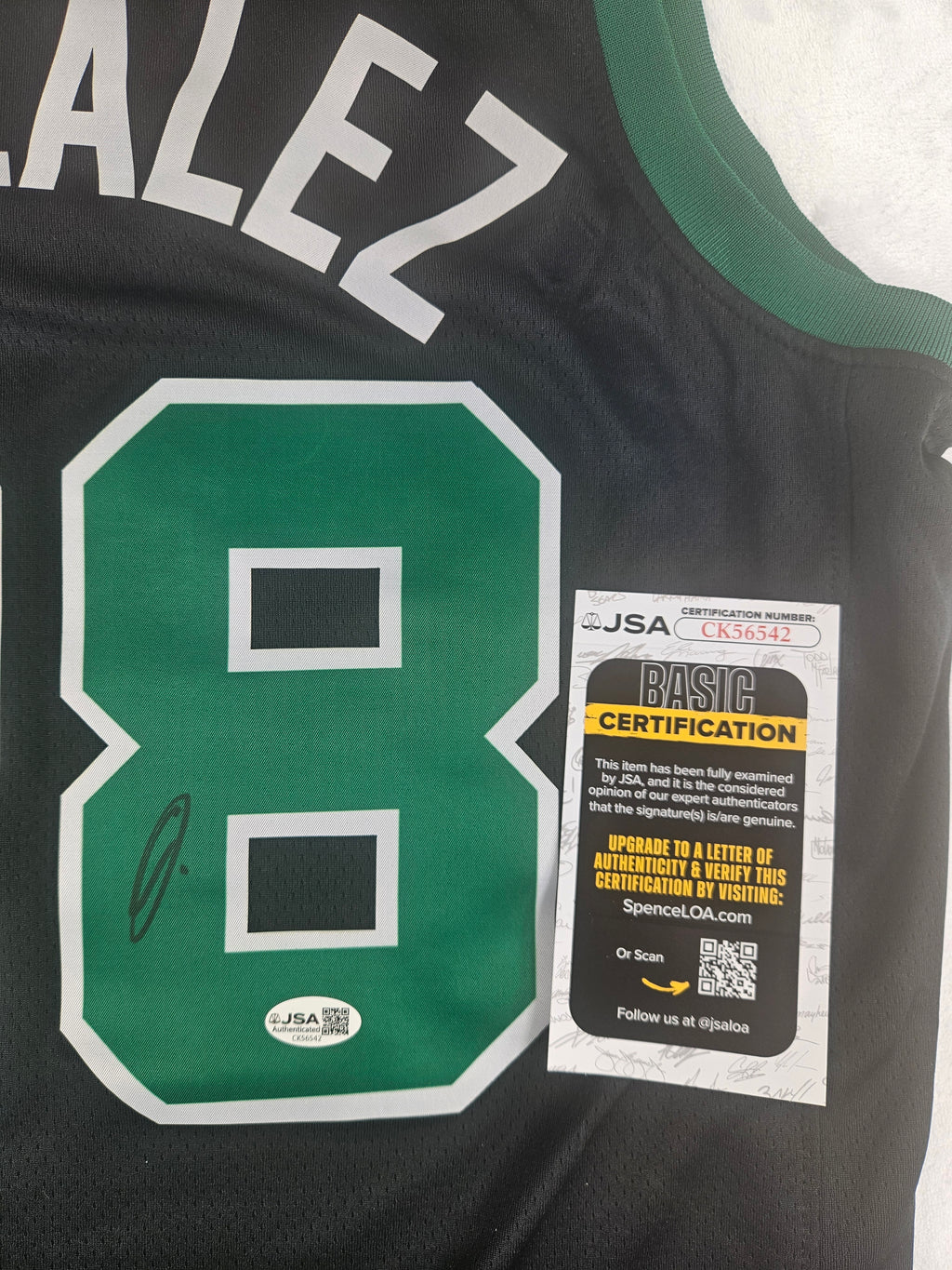 Hugo Gonzalez Signed Autographed Boston Celtics Jersey JSA COA