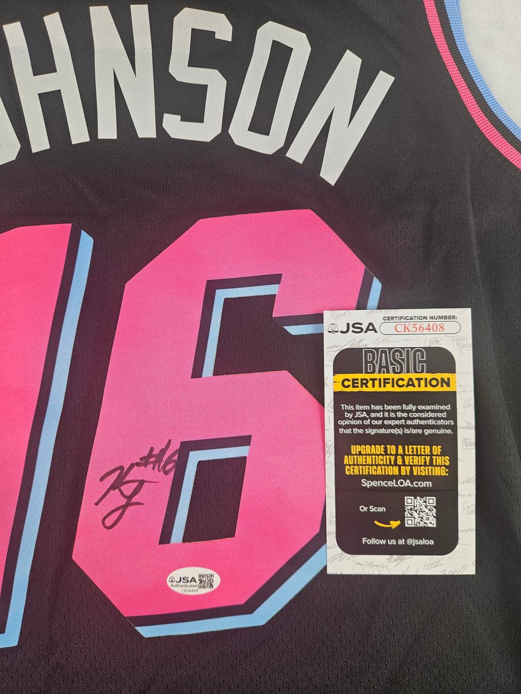Keshad Johnson Signed Autographed Miami Heat Jersey JSA COA