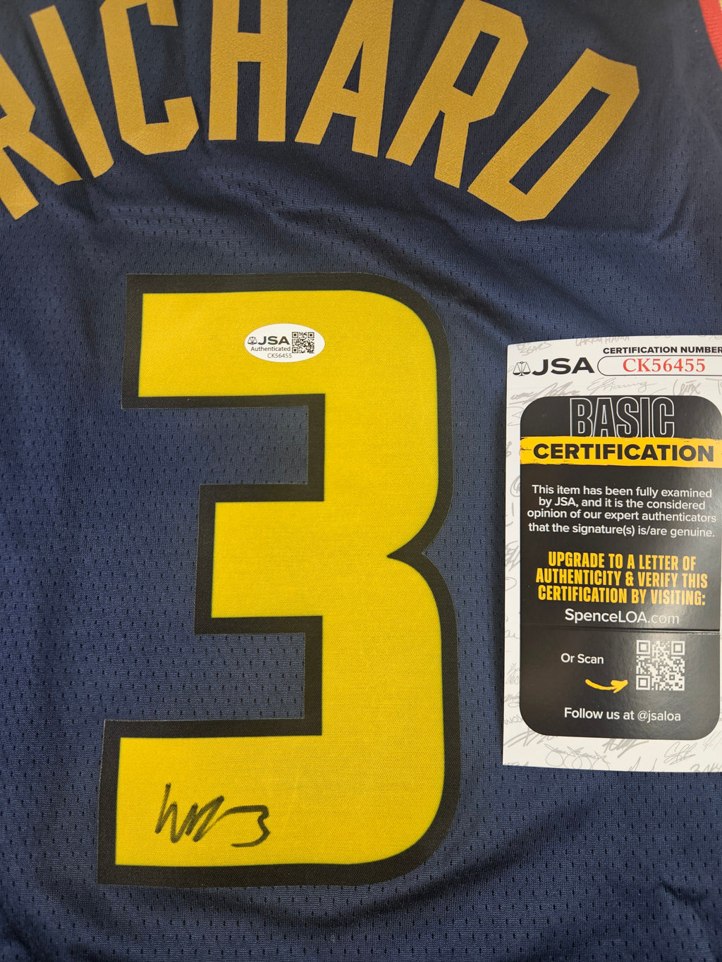 Will Richard Signed Autograph Golden State Warriors Dark Blue Jersey JSA COA