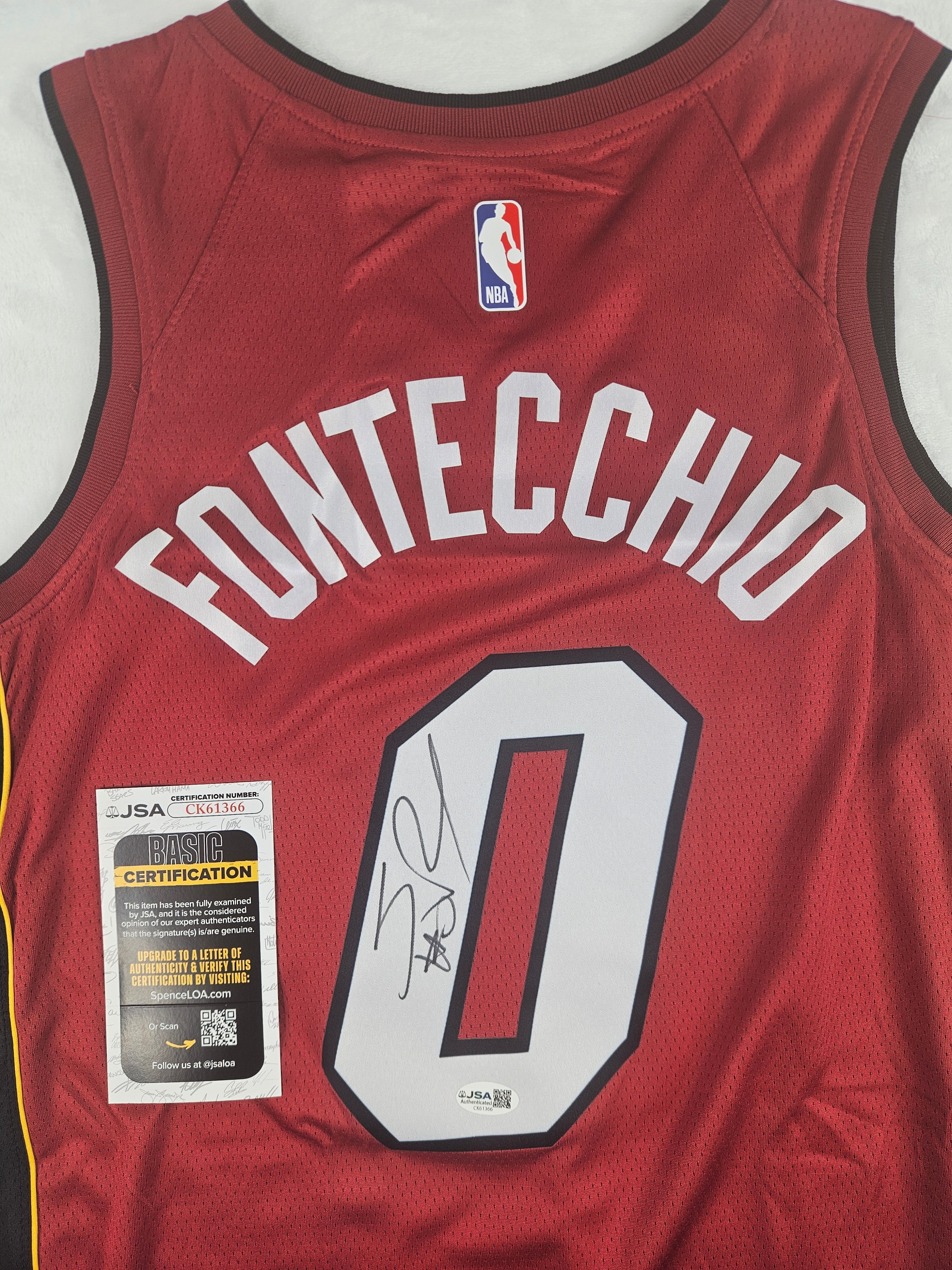 Simone Fontecchio Signed Autographed Miami Heat Red Jersey JSA COA