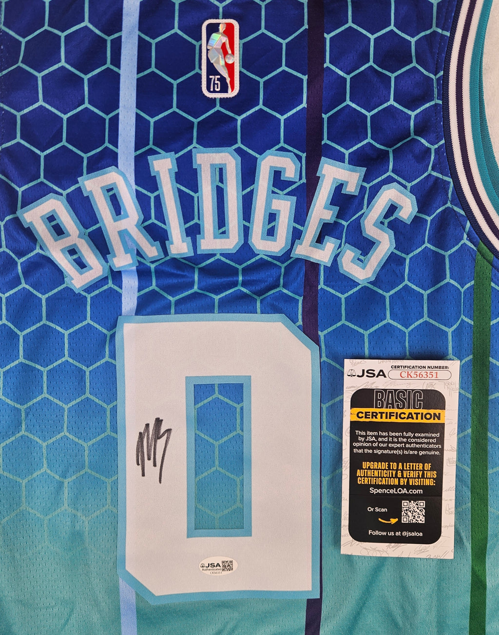 Miles Bridges Signed Autographed Charlotte Hornets Jersey JSA COA