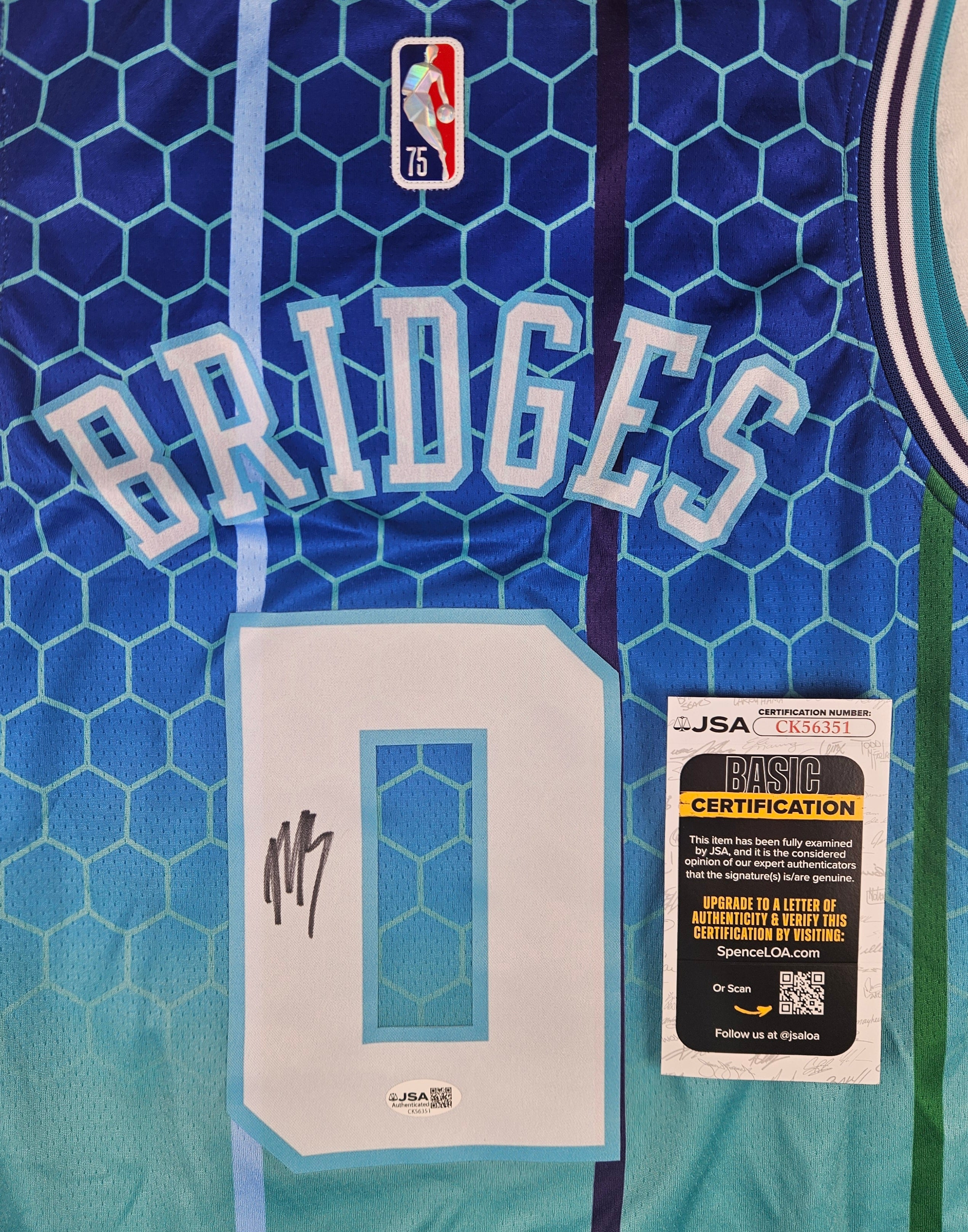 Miles Bridges Signed Autographed Charlotte Hornets Jersey JSA COA