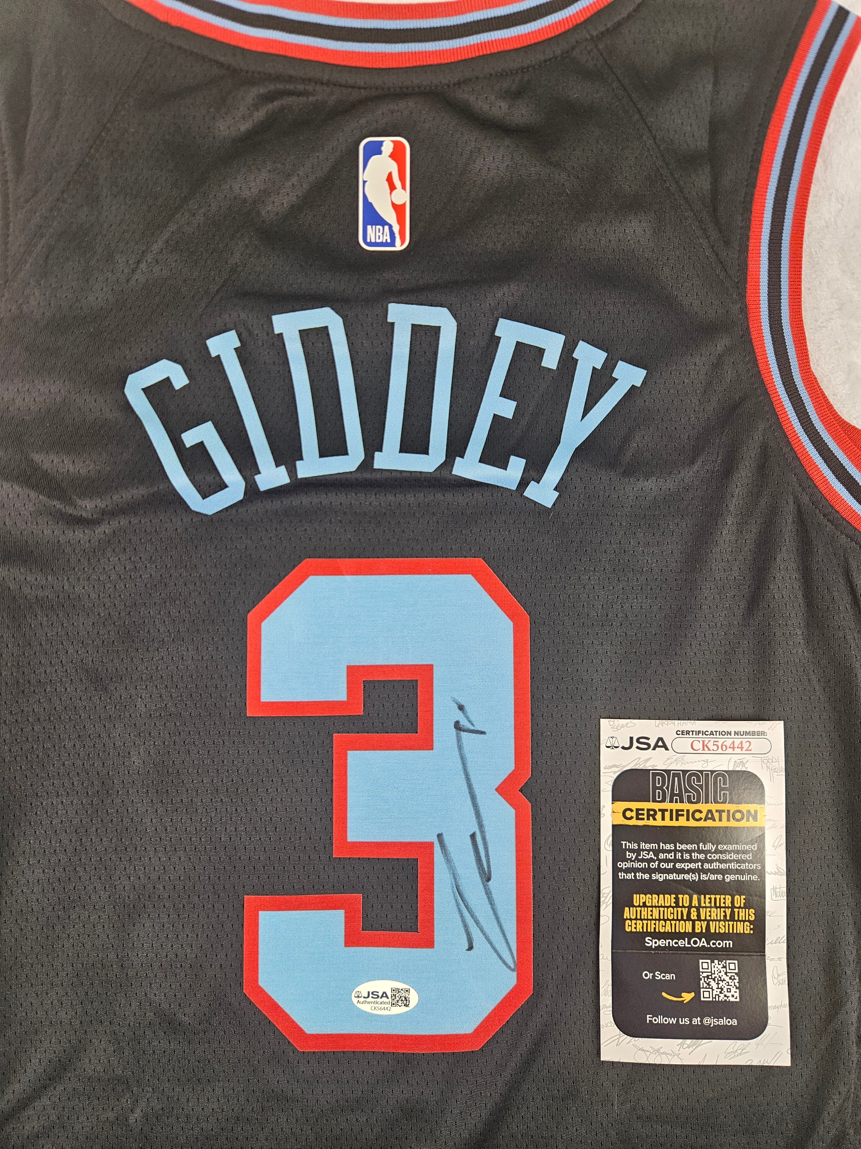 Josh Giddey Signed Autographed Chicago Bulls Black Jersey JSA COA