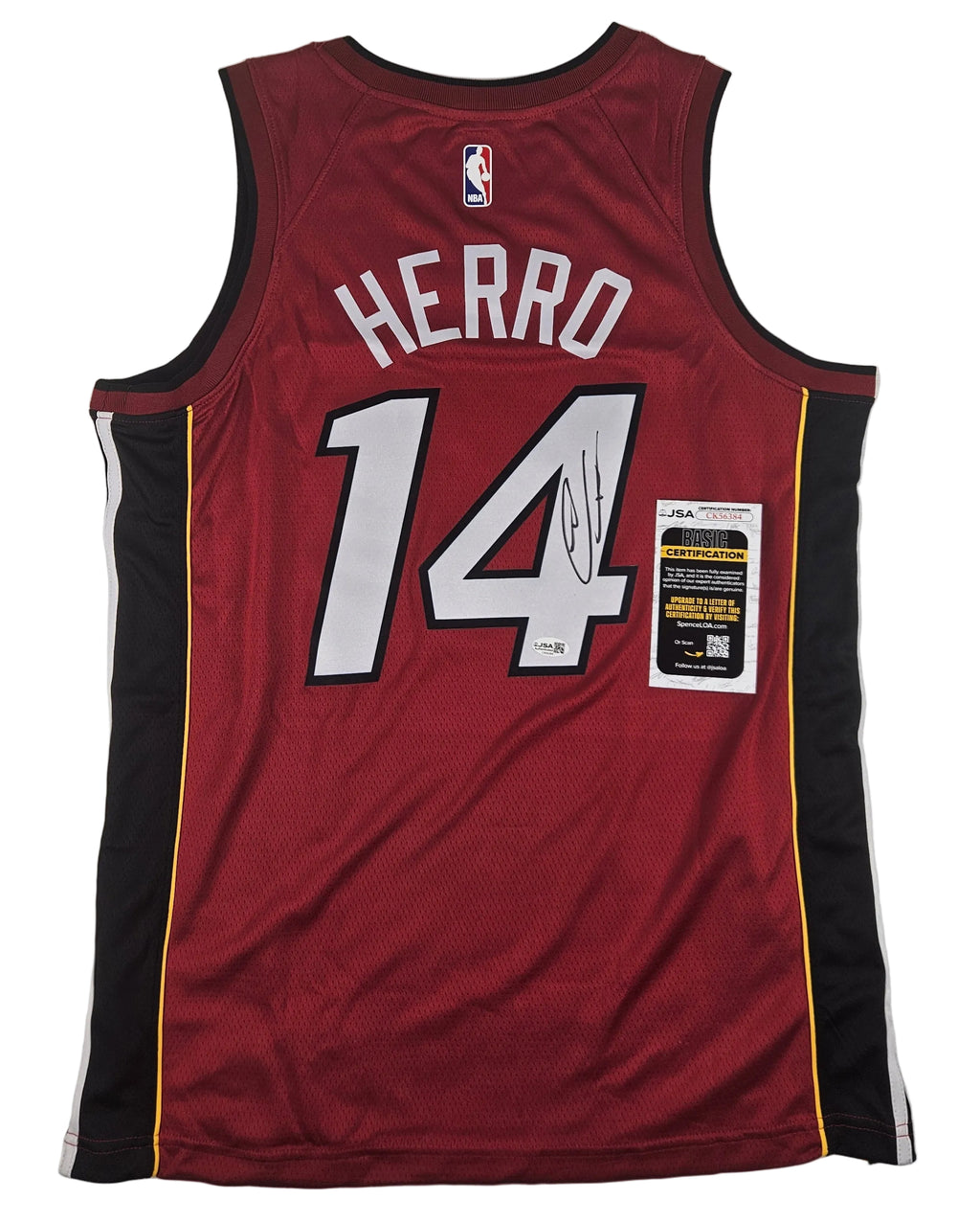 Tyler Herro Signed Autographed Miami Heat Red Jersey JSA COA