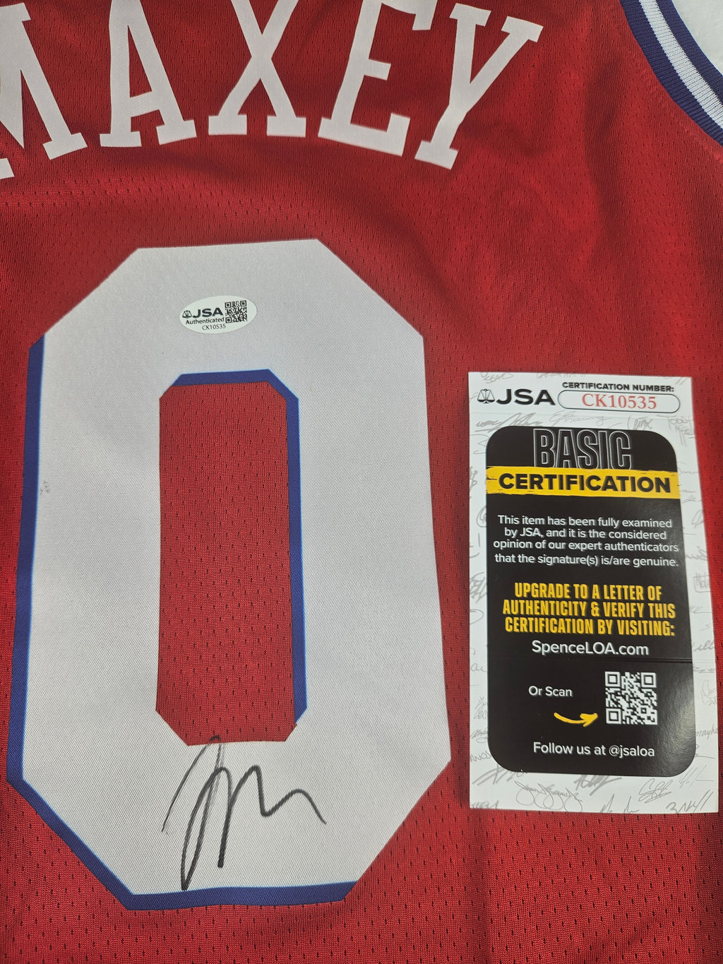 Tyrese Maxey Signed Autographed Philadelphia 76ers Jersey JSA COA
