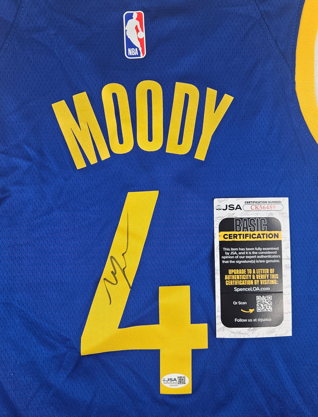 Moses Moody Signed Autographed Golden State Warriors Jersey JSA COA