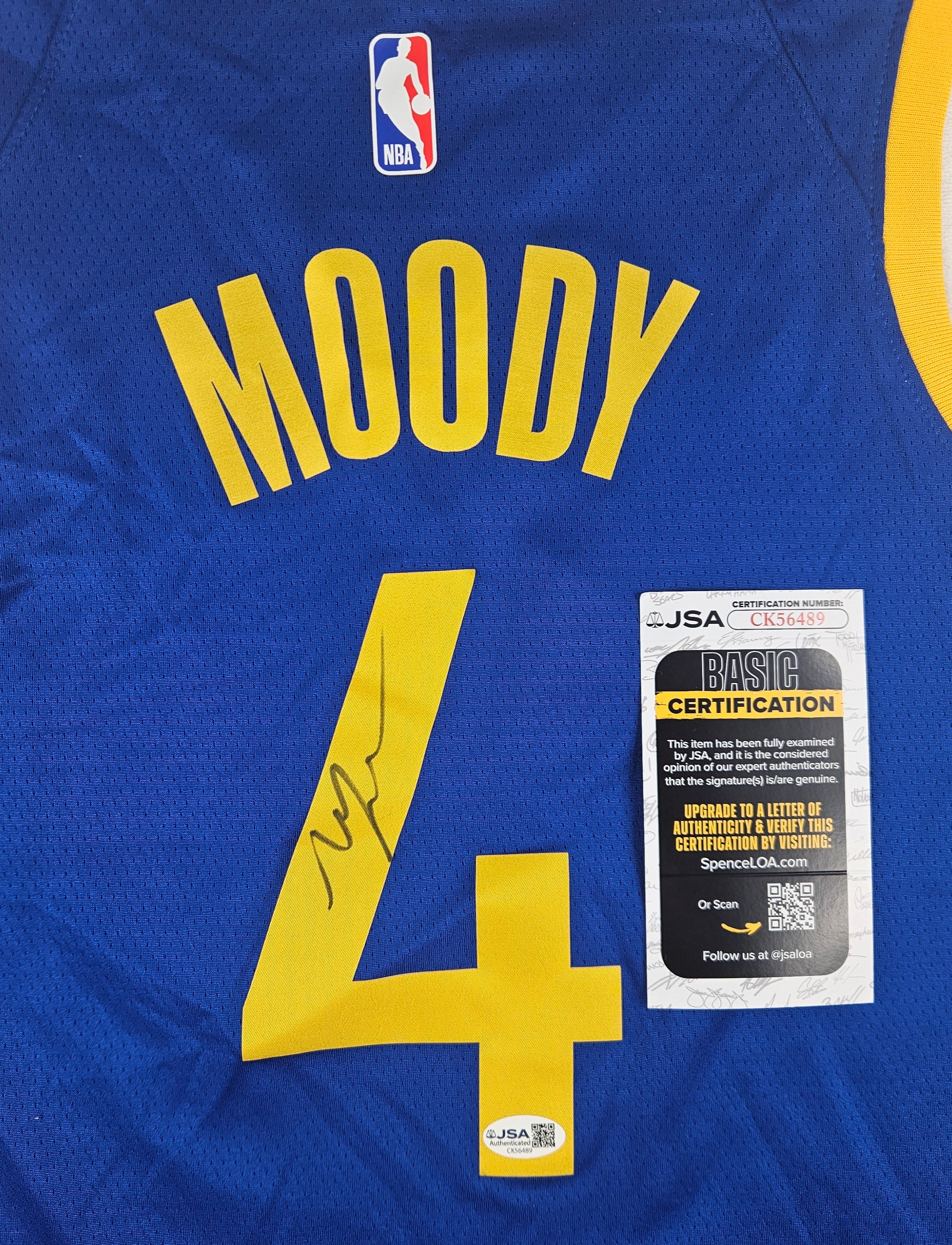 Moses Moody Signed Autographed Golden State Warriors Jersey JSA COA