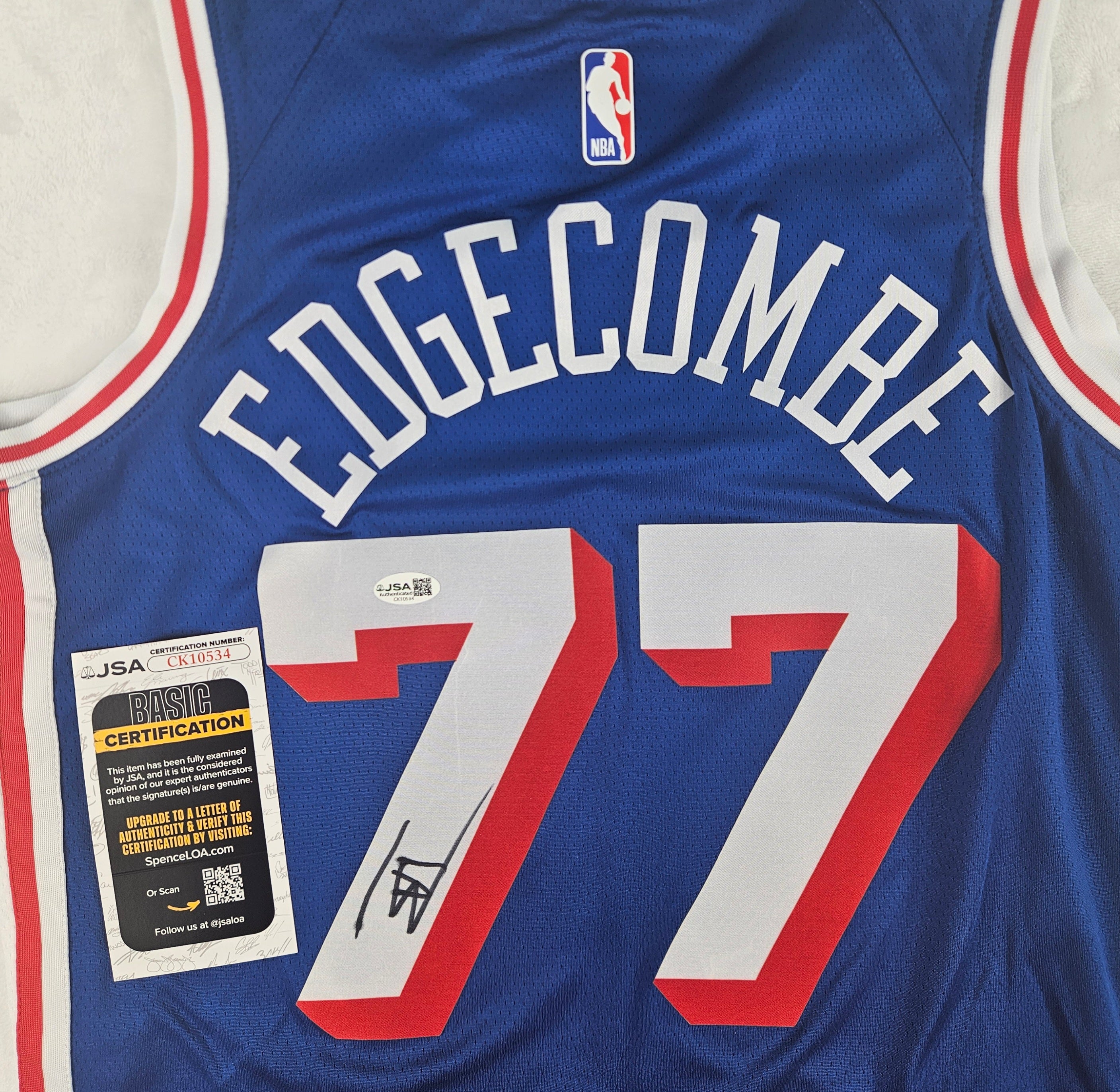 VJ Edgecombe Signed Autographed Philadelphia 76ers Jersey JSA COA