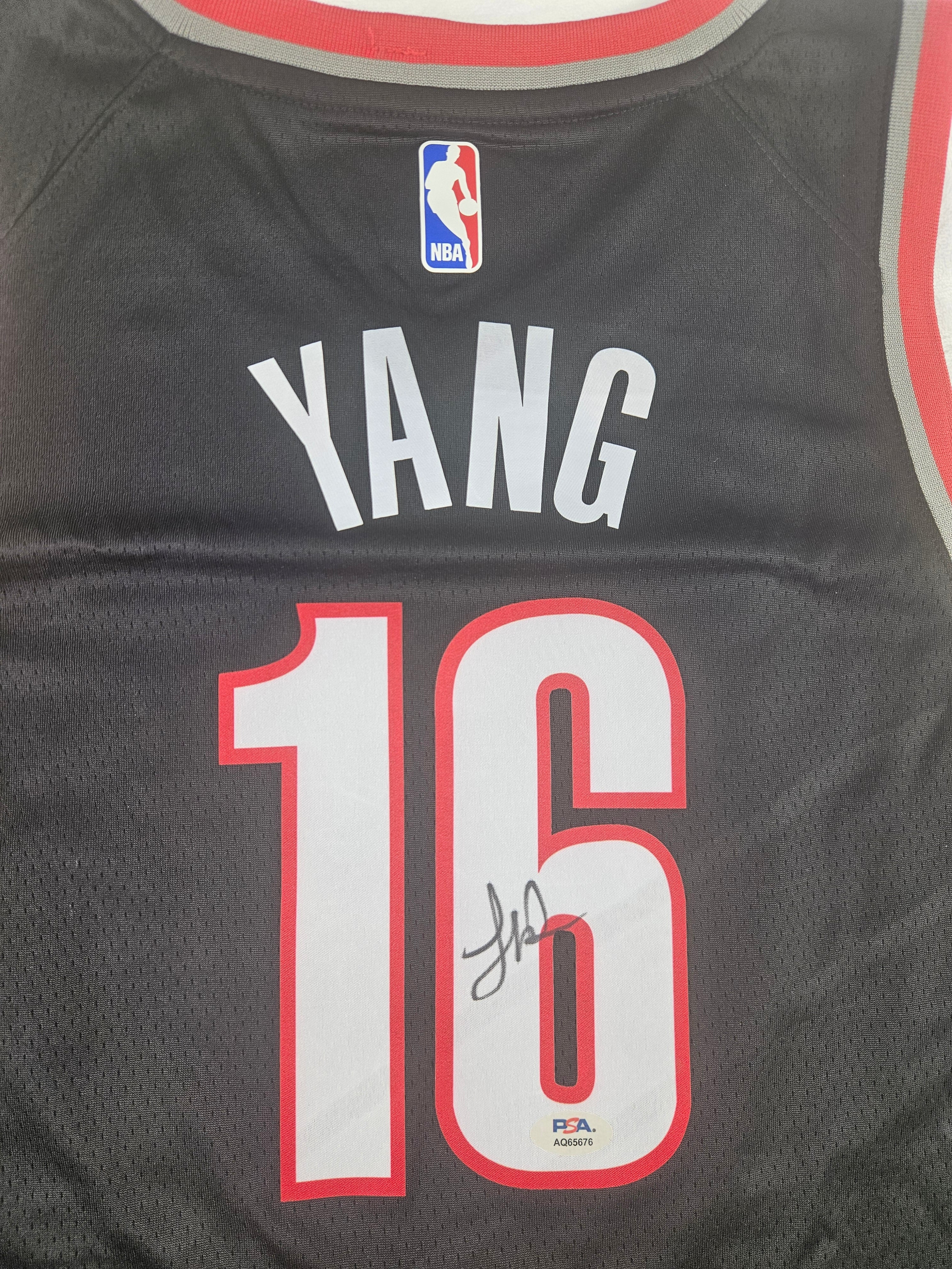 Yang Hansen Portland Trail Blazers Autographed Signed Jersey PSA Certified