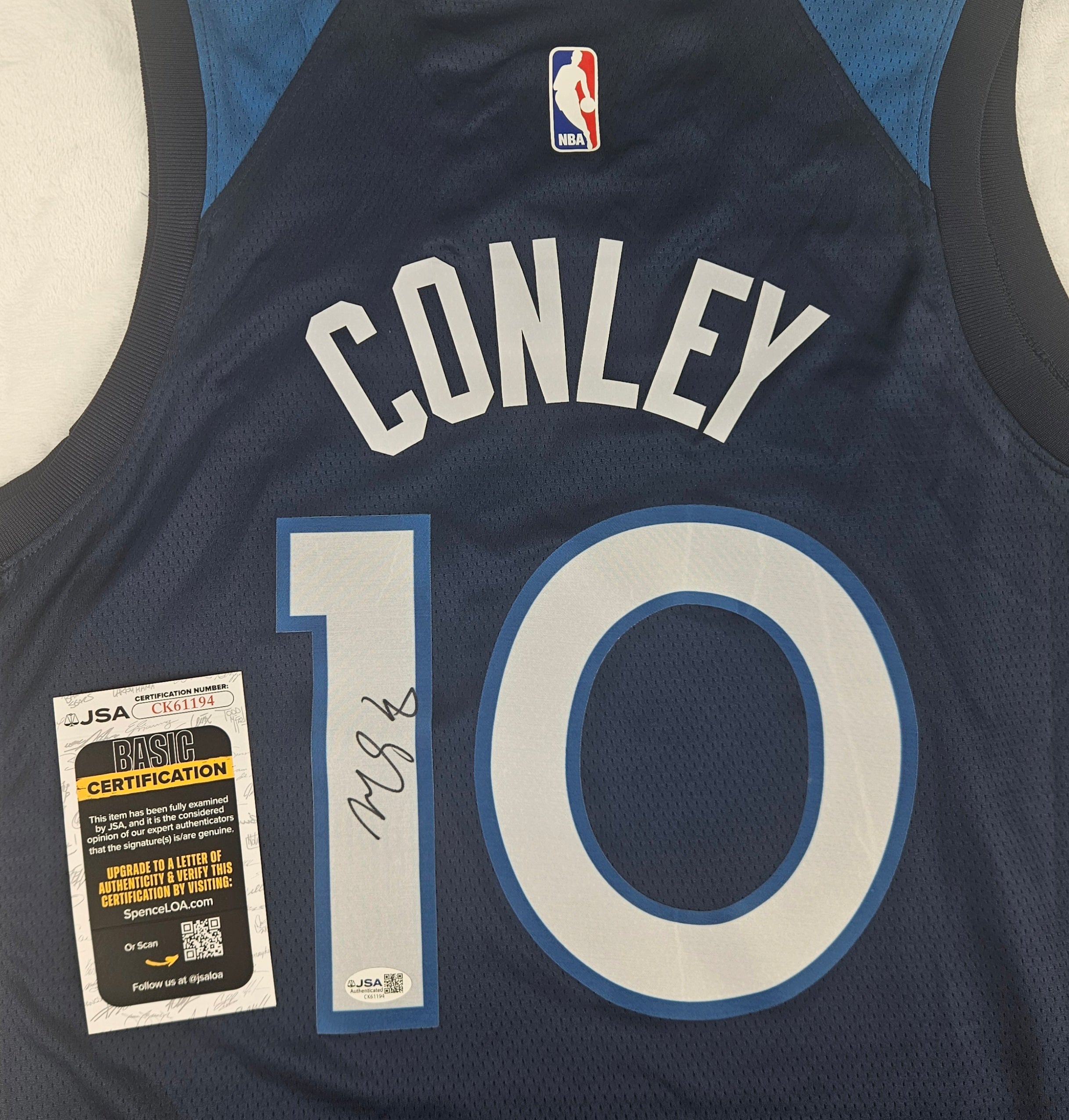 Mike Conley Signed Autographed Minnesota Timberwolves Jersey JSA COA