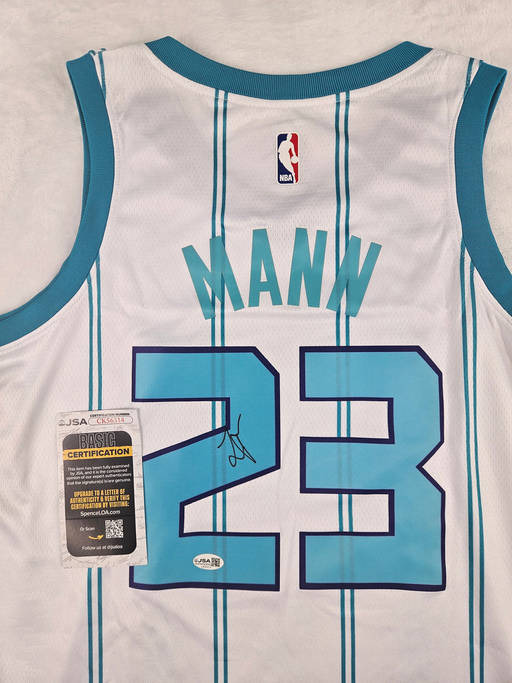 Tre Mann Signed Autographed Charlotte Hornets White Jersey JSA COA