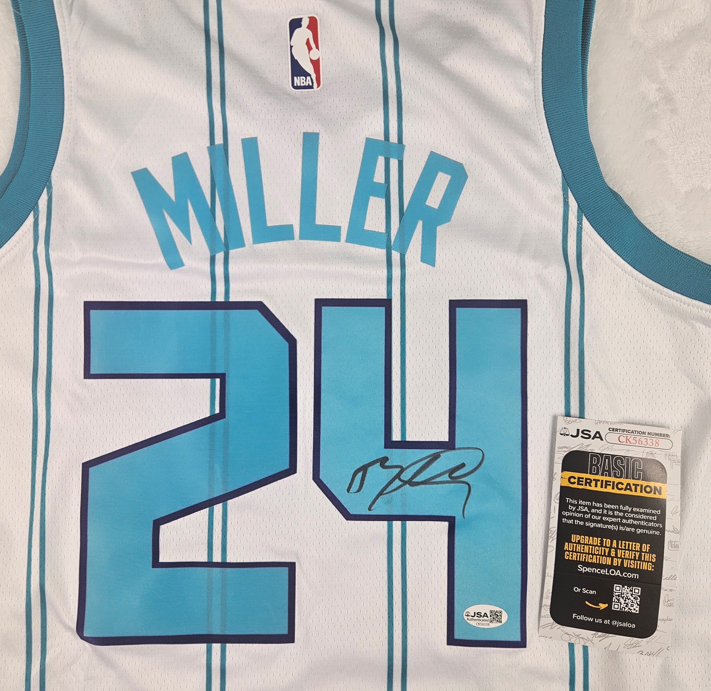Brandon Miller Signed Autographed Charlotte Hornets White Jersey JSA COA