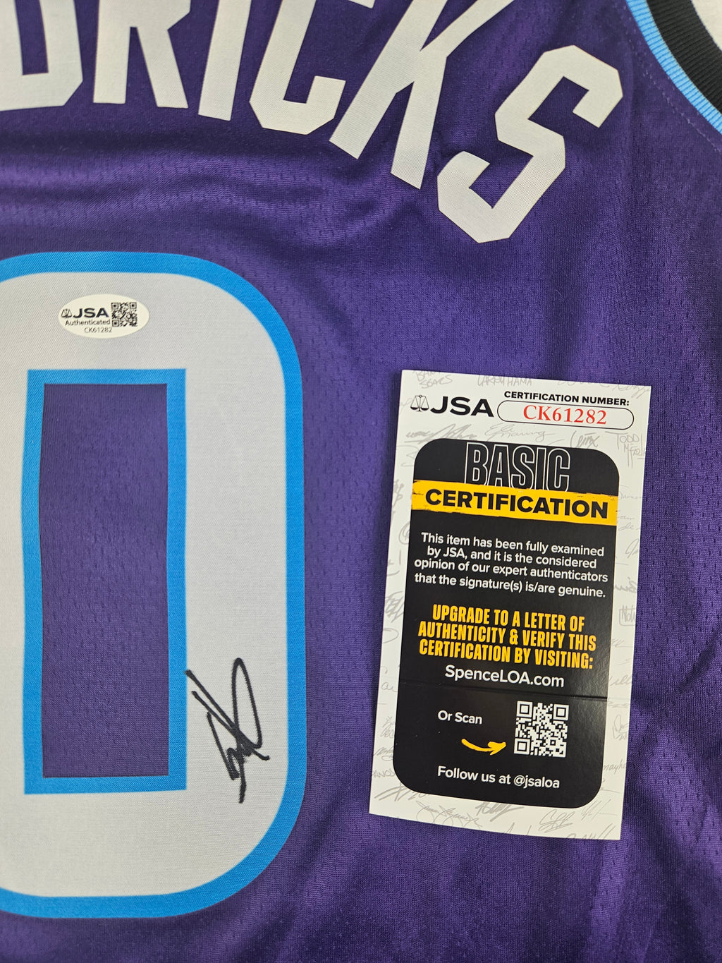 Taylor Hendricks Signed Autographed Utah Jazz Jersey JSA COA