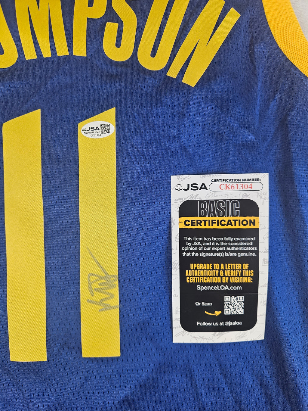 Klay Thompson Signed Autographed Golden State Warriors Finals Jersey JSA COA