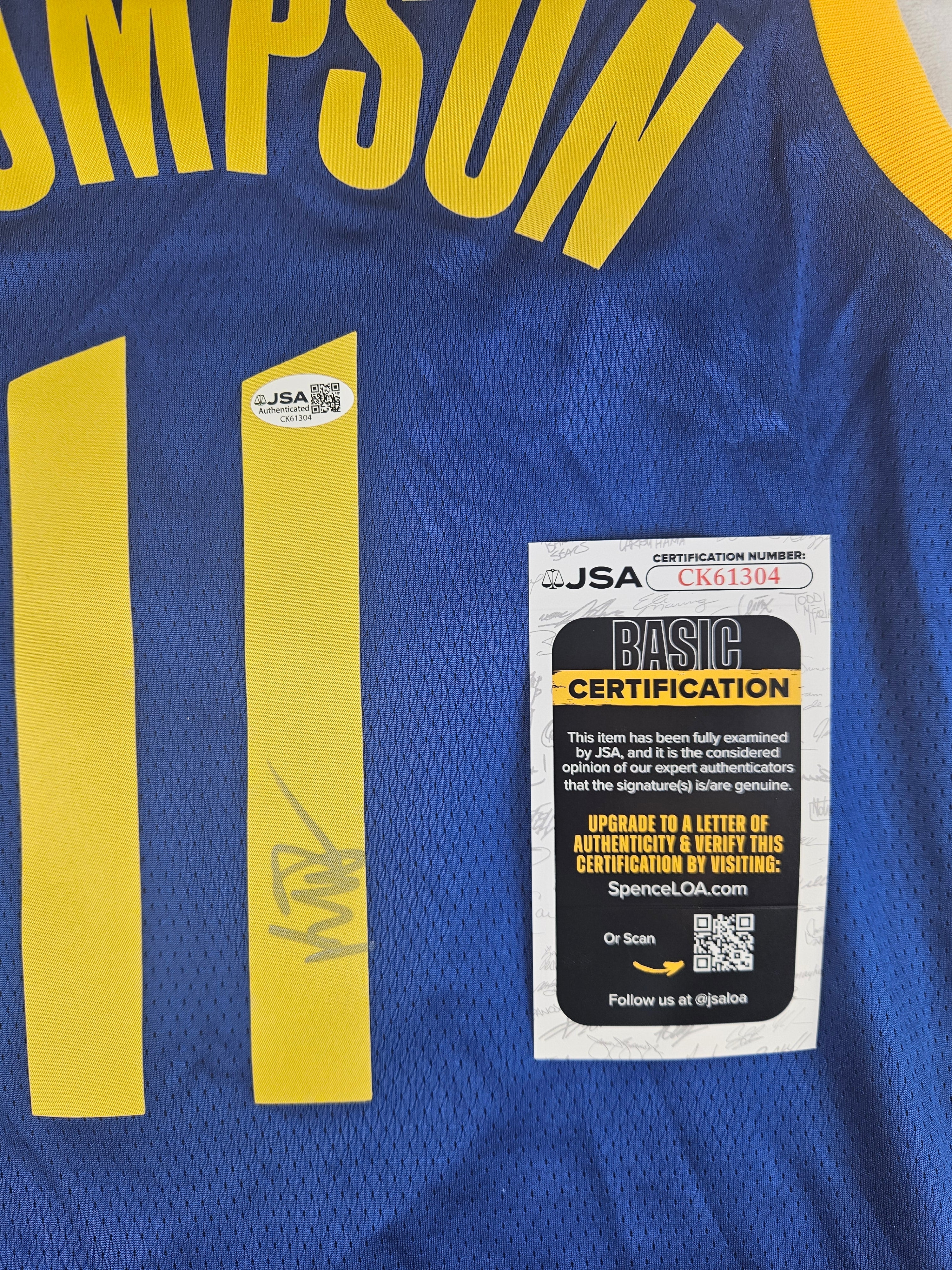 Klay Thompson Signed Autographed Golden State Warriors Finals Jersey JSA COA