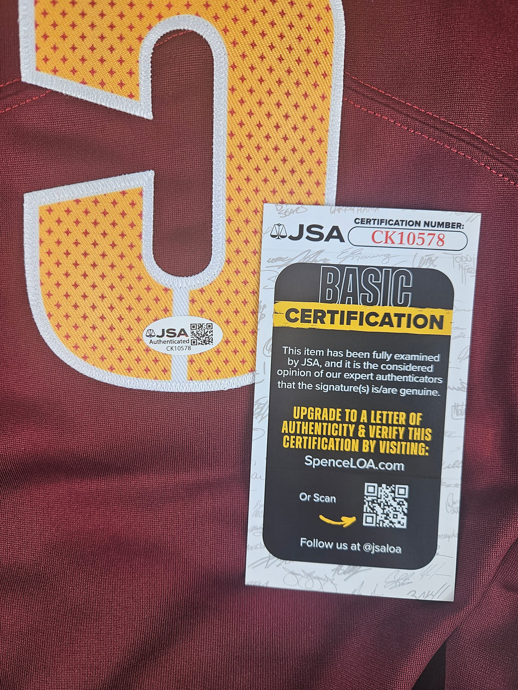 Jayden Daniels Signed Autographed Washington Commanders Jersey JSA COA