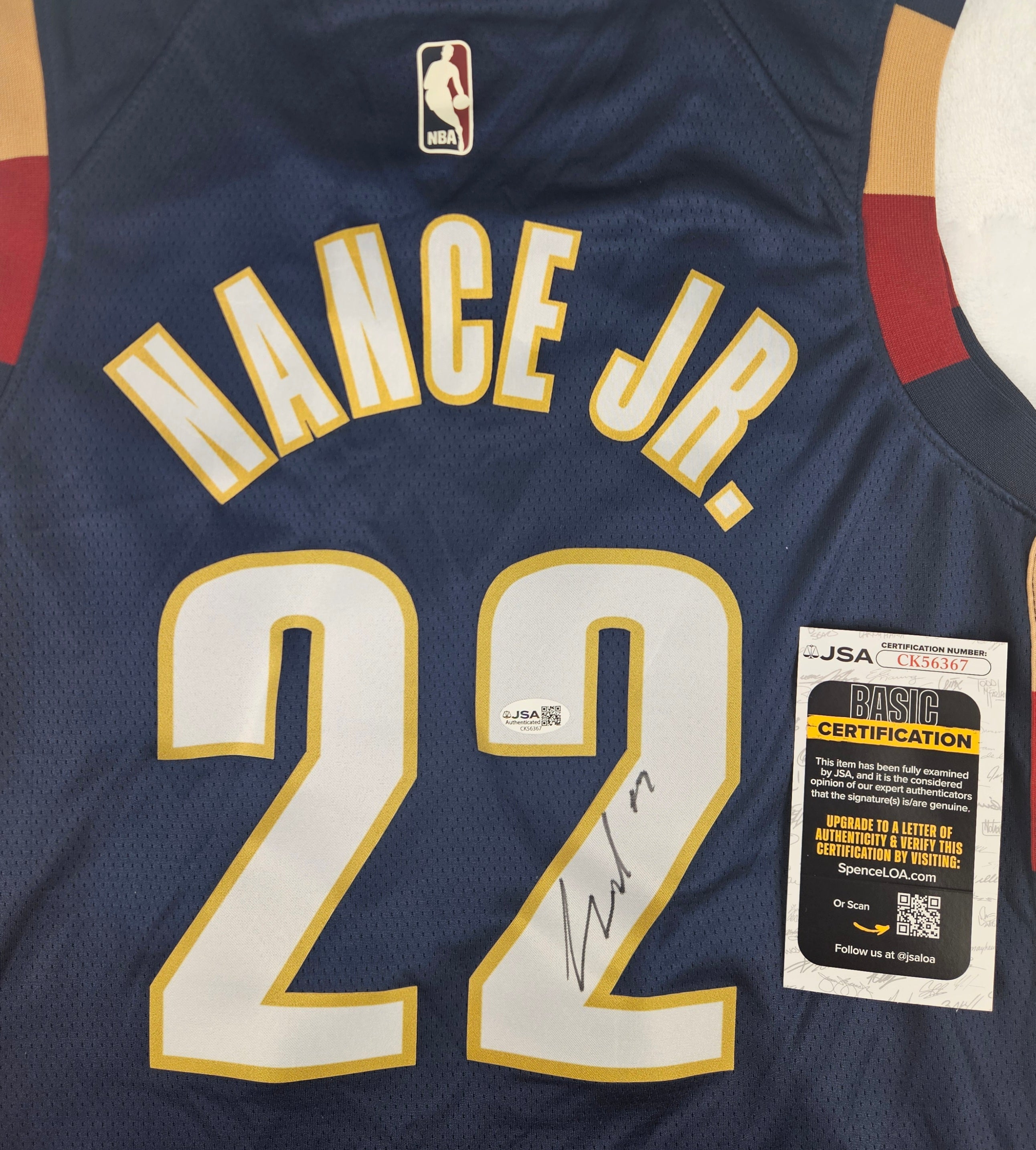 Larry Nance Jr Signed Autographed Cleveland Cavaliers Jersey JSA COA