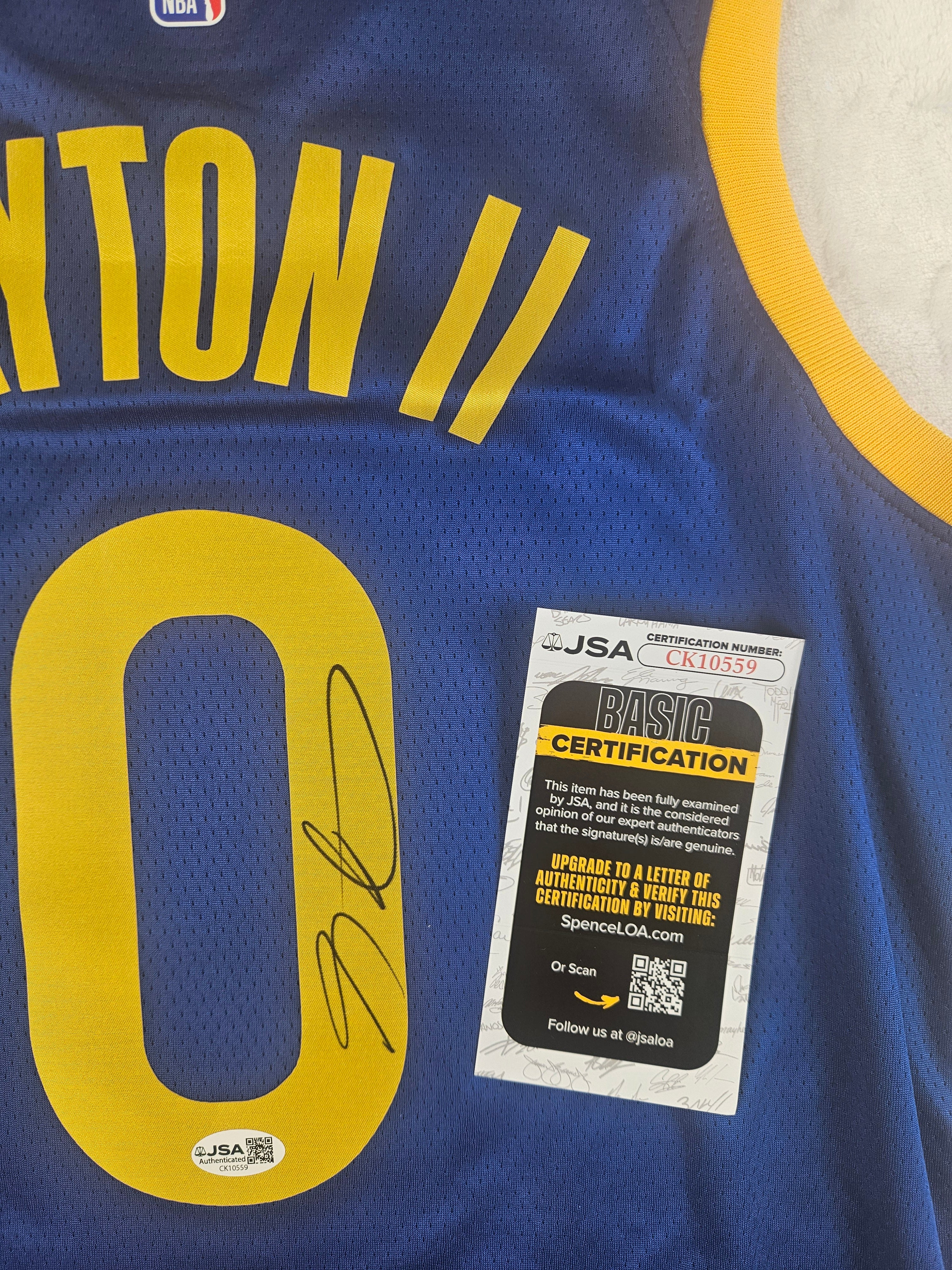 Gary Payton II Signed Autograph Golden State Warriors Blue Jersey JSA COA