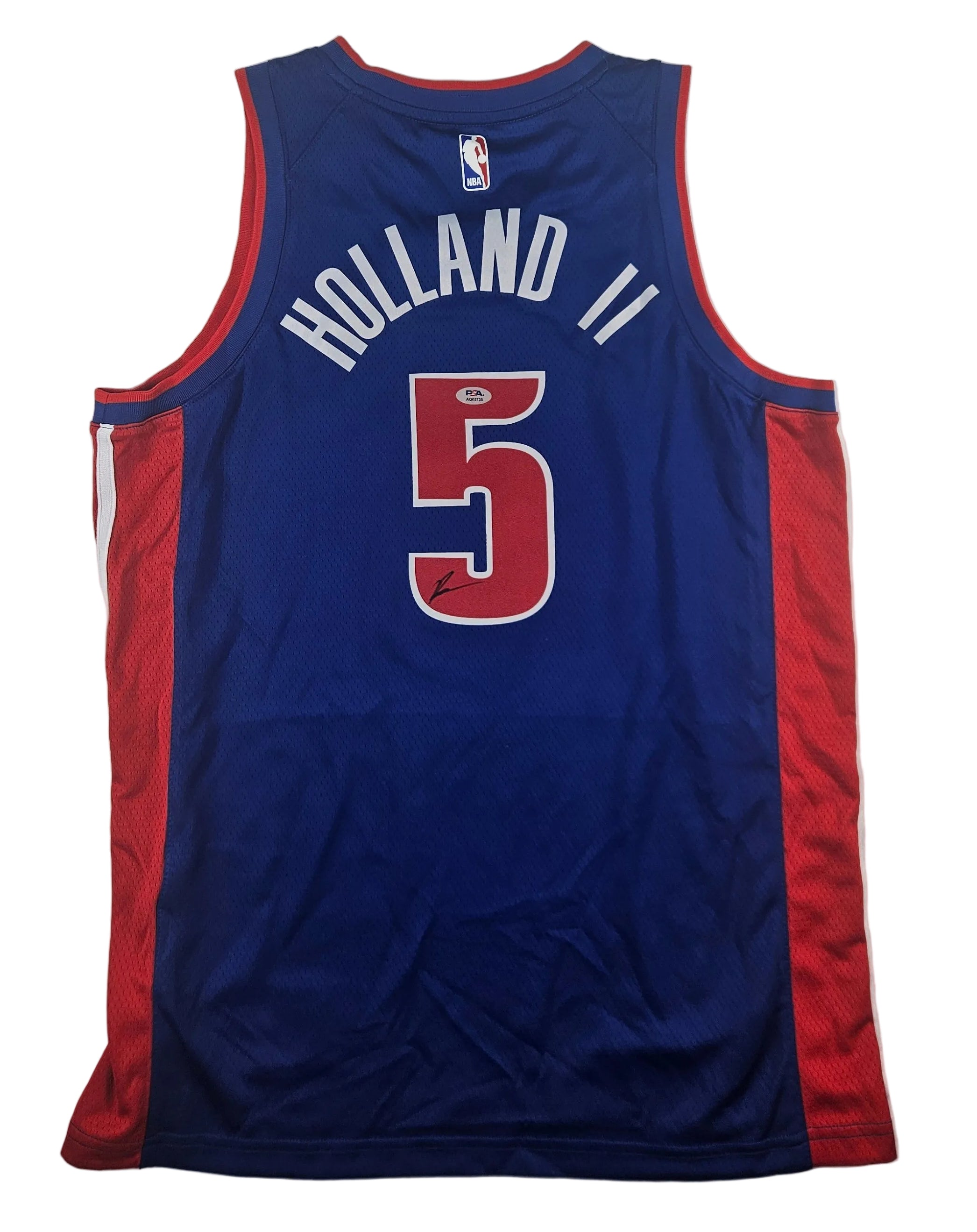 Ron Holland Signed Autographed Detroit Pistons Blue Jersey PSA Certified