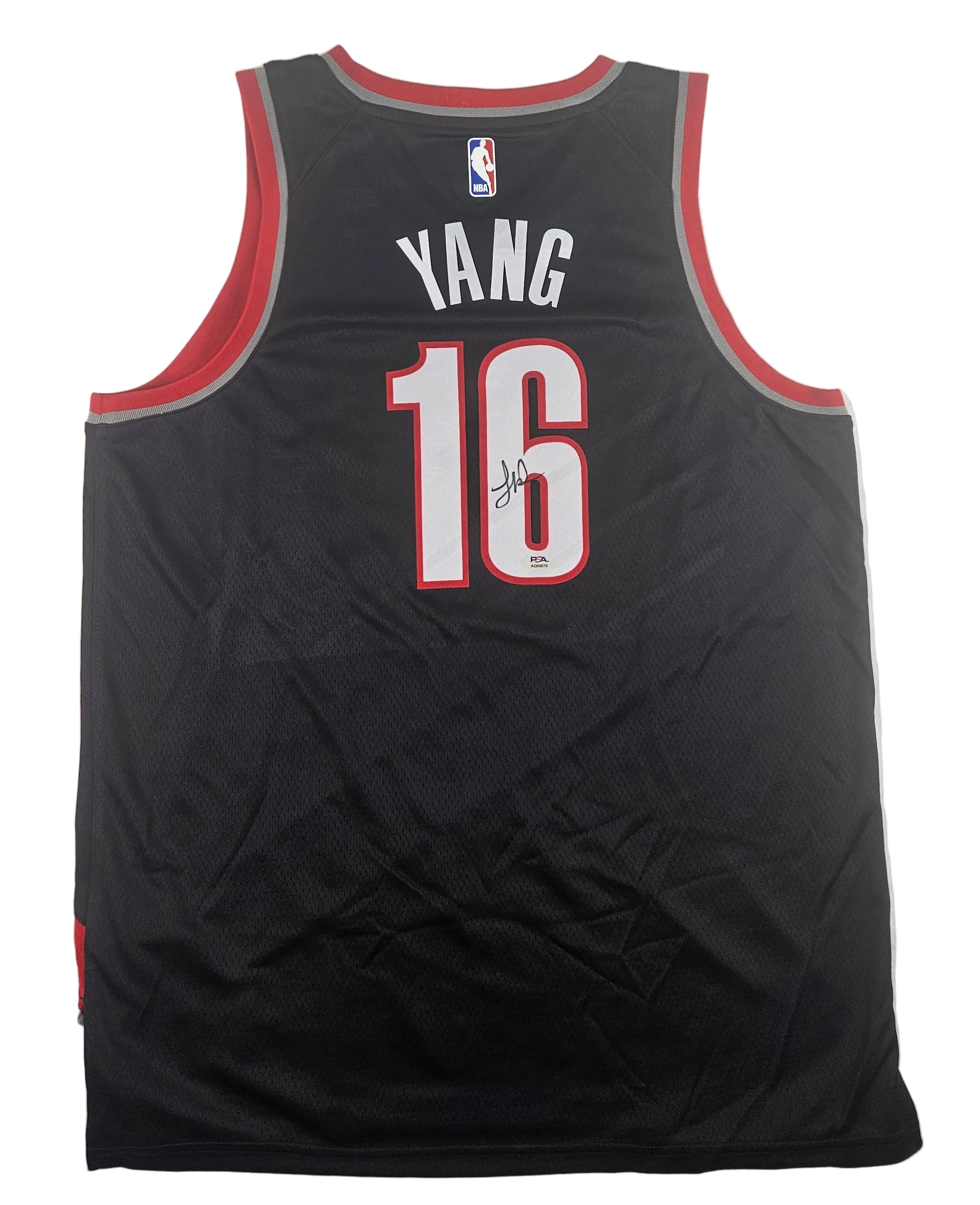 Yang Hansen Portland Trail Blazers Autographed Signed Jersey PSA Certified