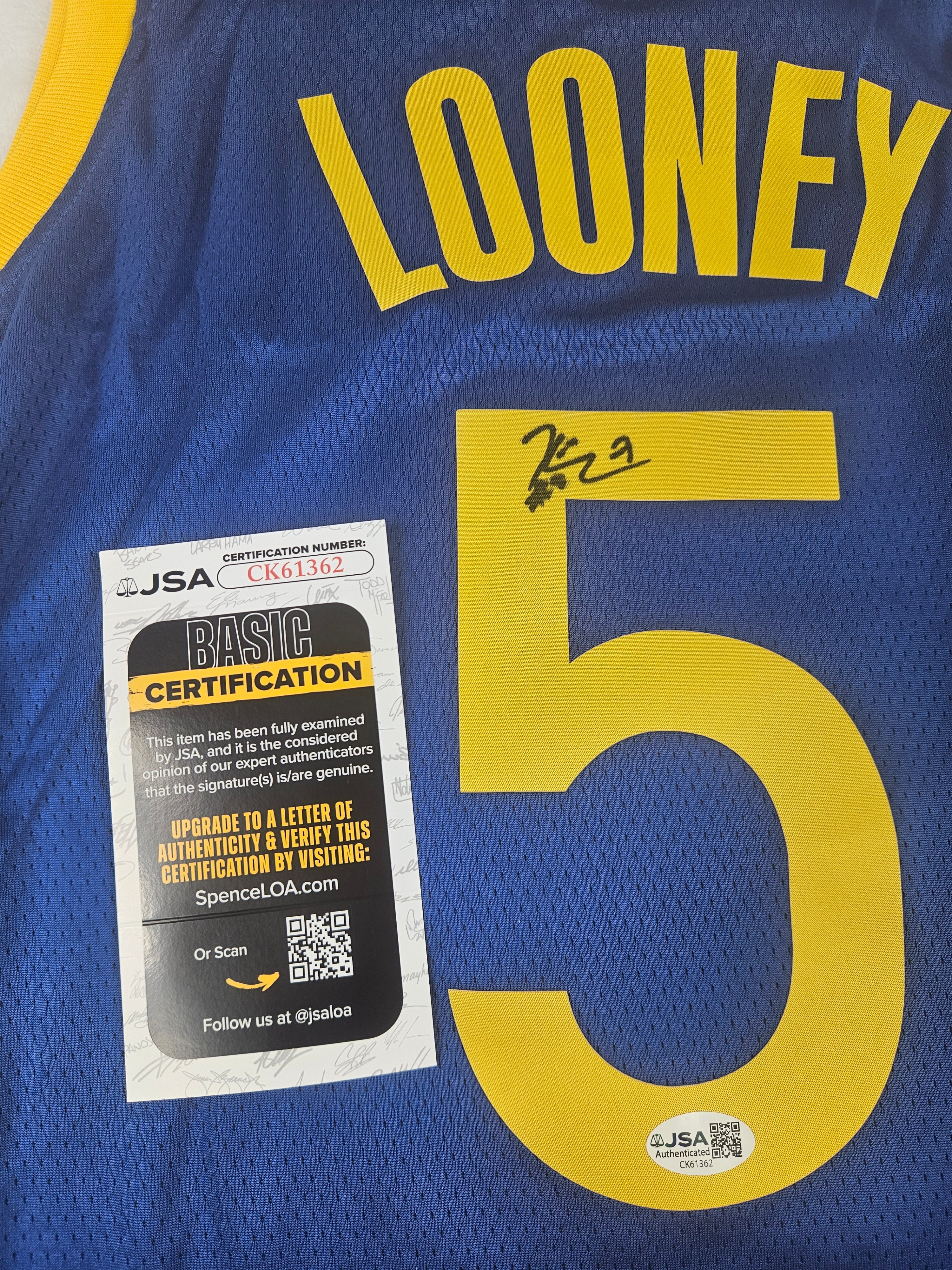 Kevon Looney Signed Autograph Golden State Warriors Jersey JSA COA